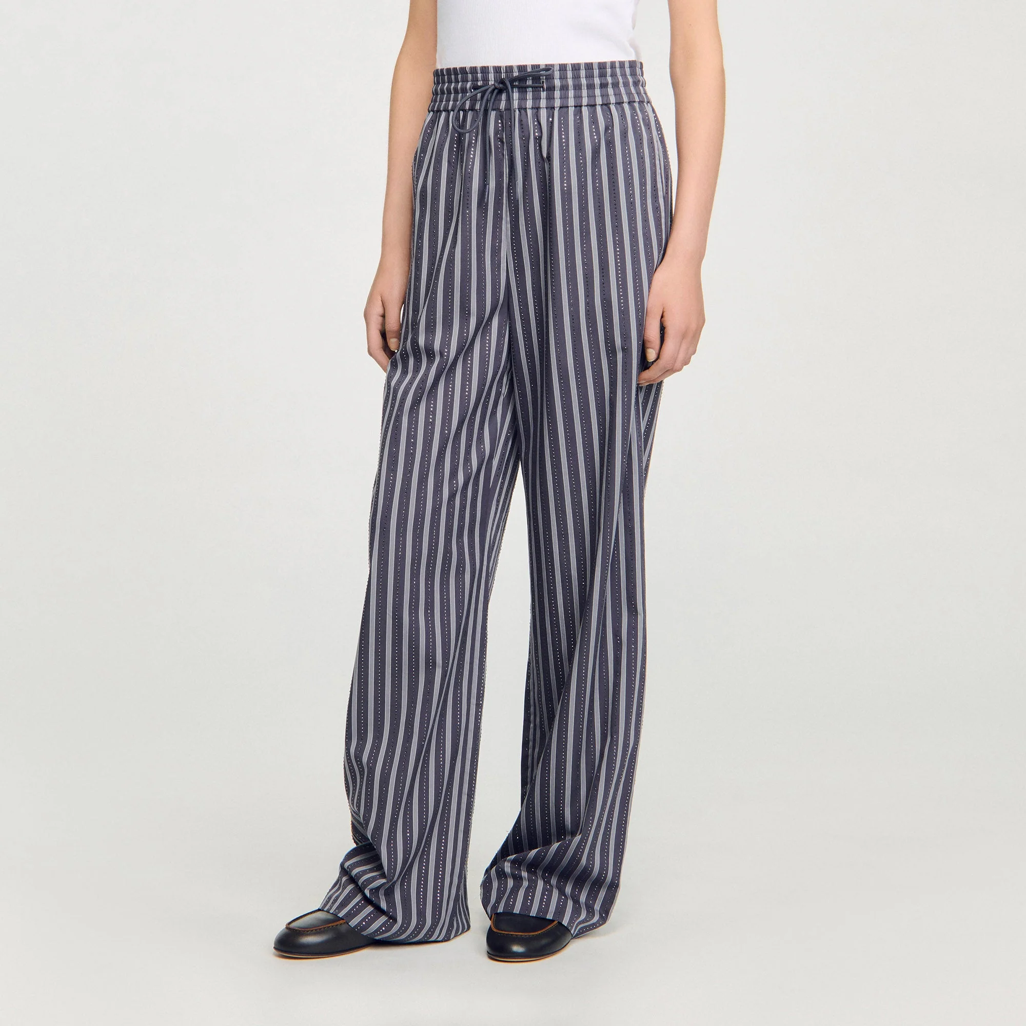 Wightfall Striped Rhinestone Trousers Grey - Image 4
