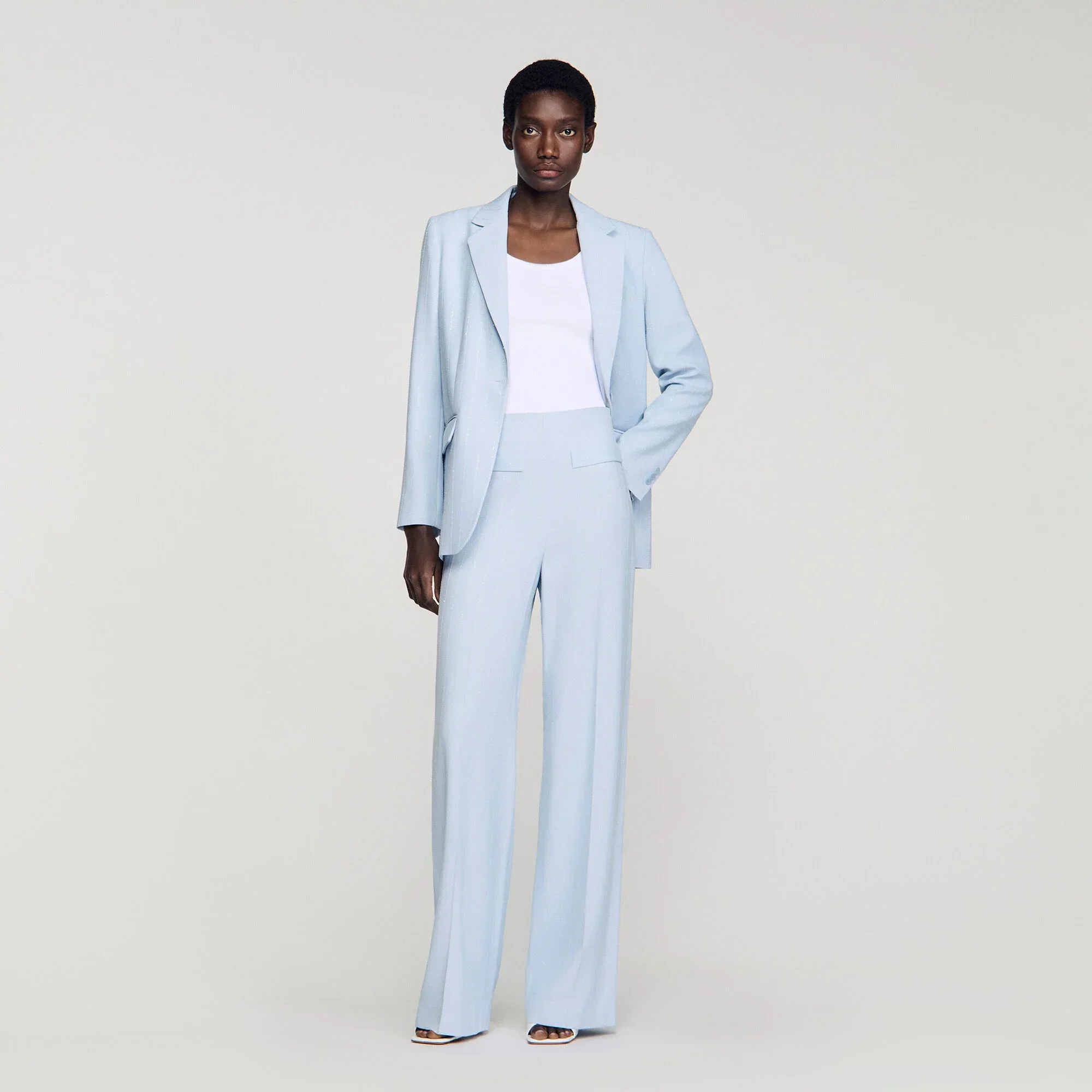 Concorde Striped Sequin Trousers Sky Blue
