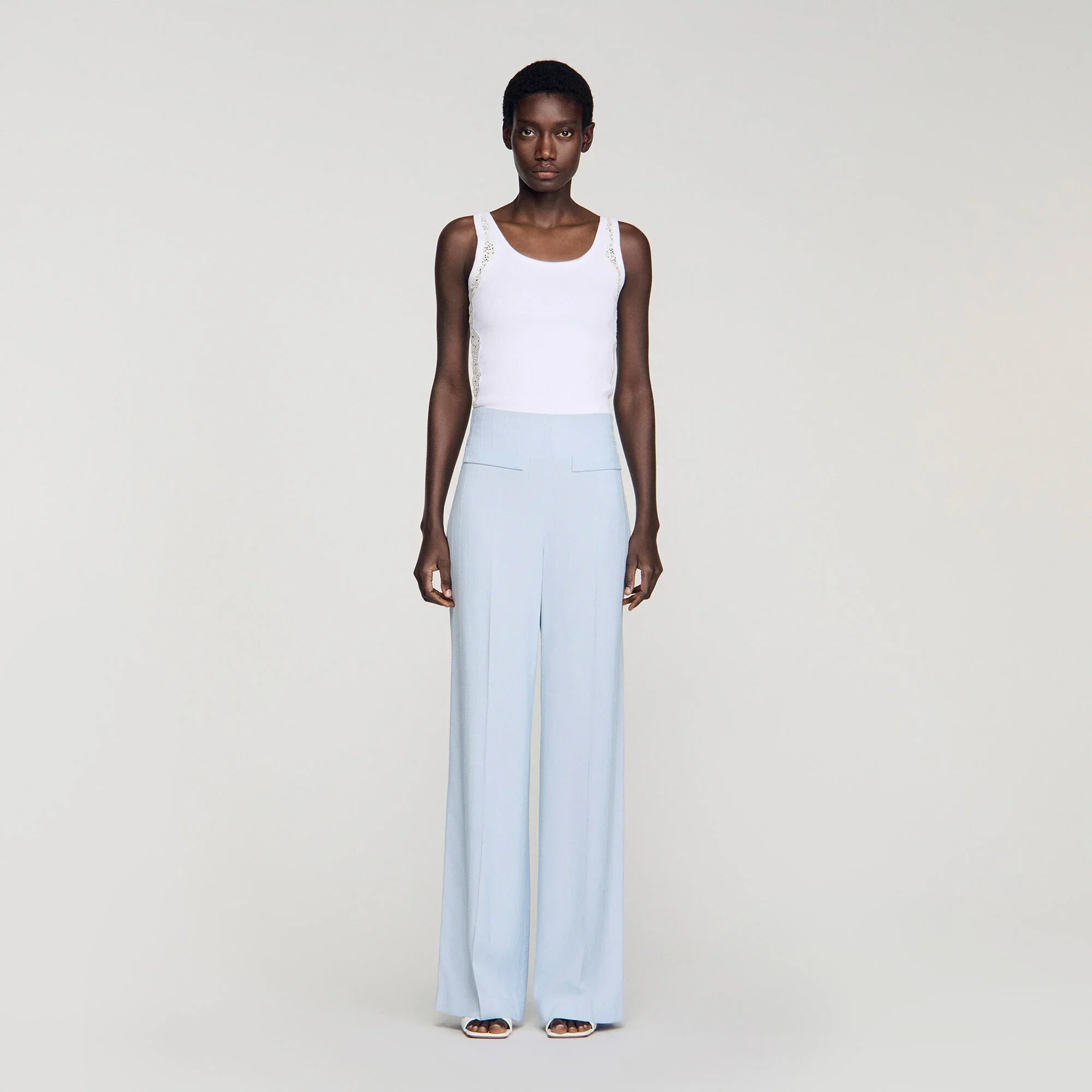 Concorde Striped Sequin Trousers Sky Blue - Image 2
