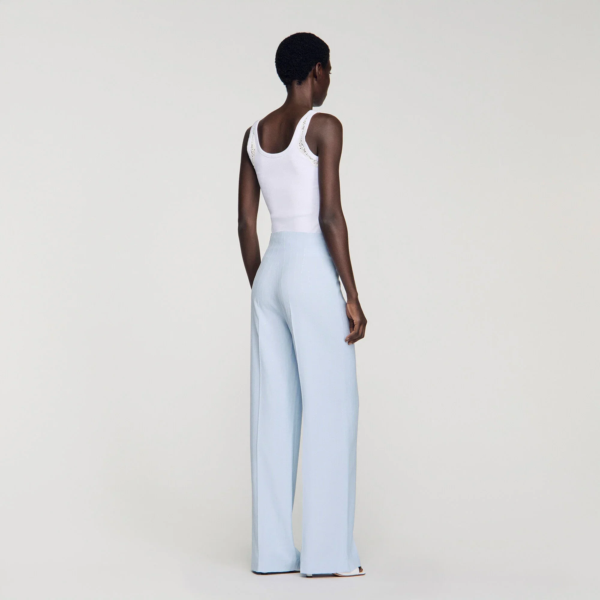 Concorde Striped Sequin Trousers Sky Blue - Image 5