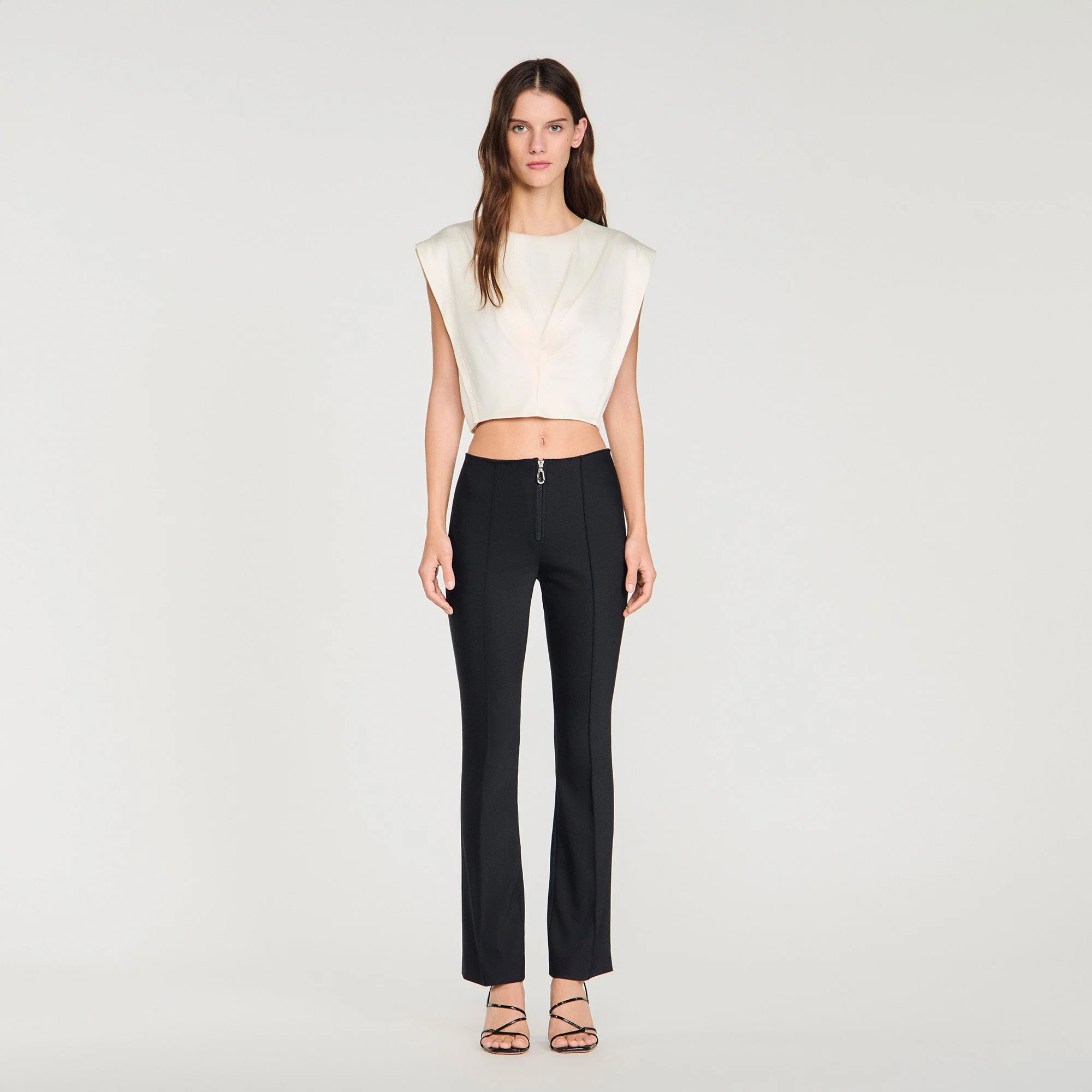 Mody Pleat And Zip Trousers Black - Image 2