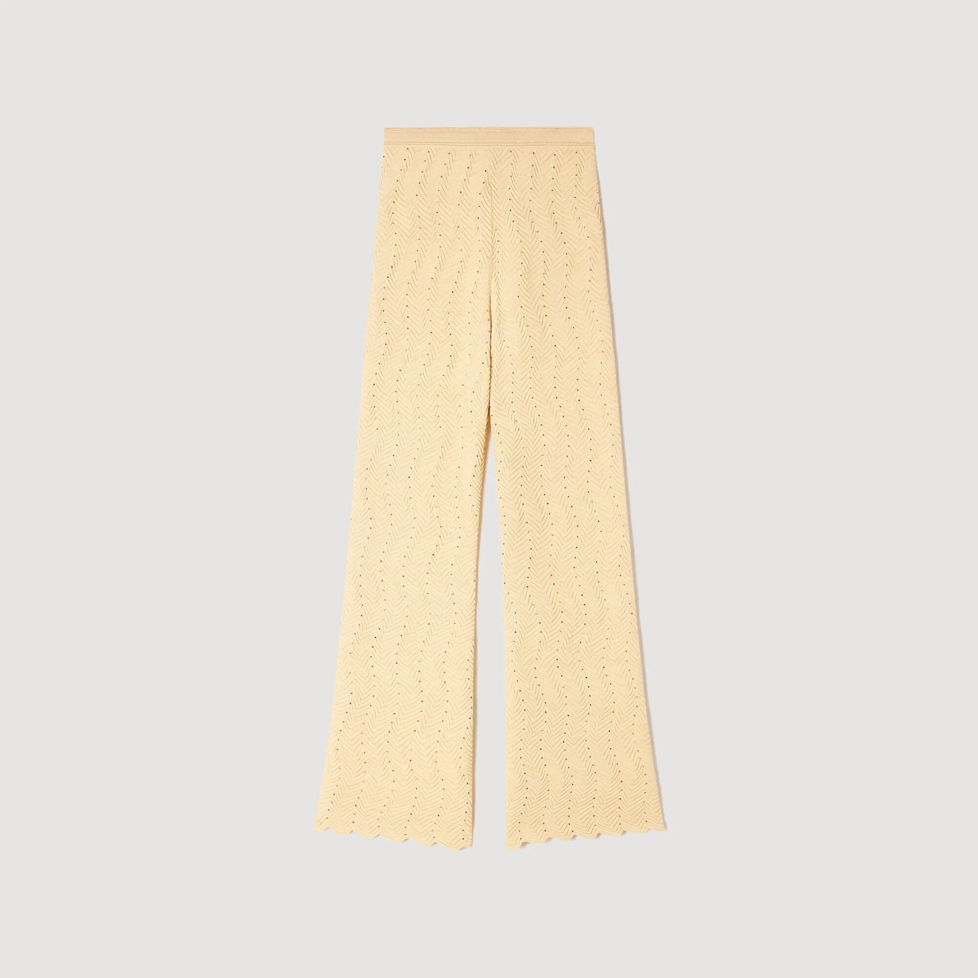 Lolame Rhinestone Knit Trousers Gold - Image 6