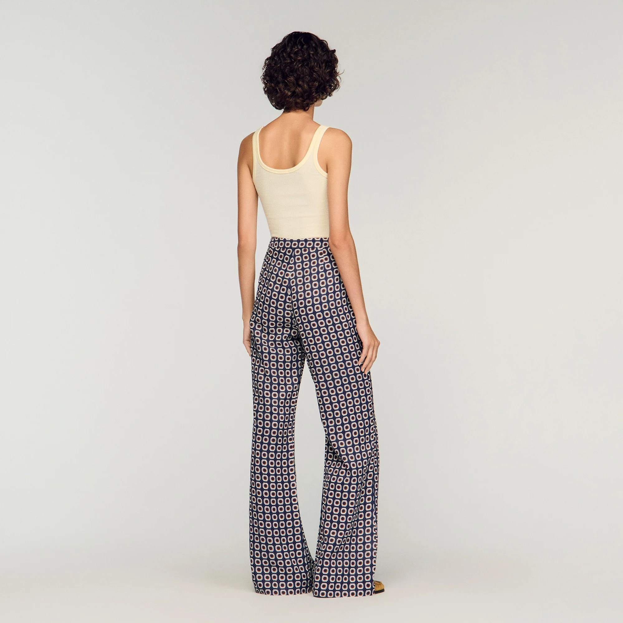 Donovan Floral-Print Floaty Trousers Deep Blue / Ocher - Image 5