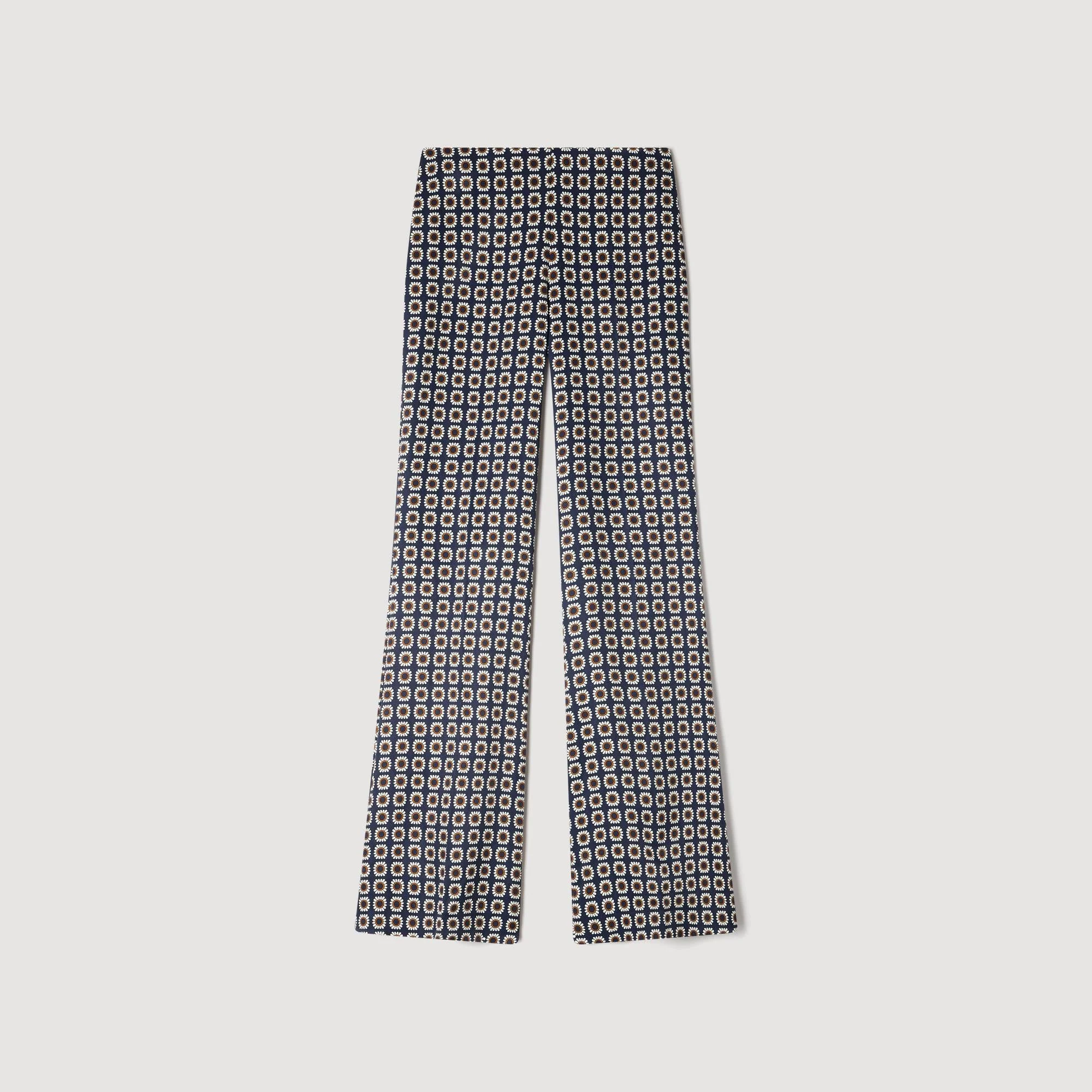 Donovan Floral-Print Floaty Trousers Deep Blue / Ocher - Image 6