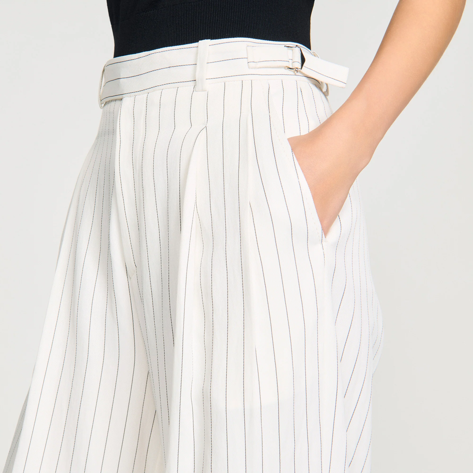 Matson Striped Suit Trousers Ecru / Black - Image 3