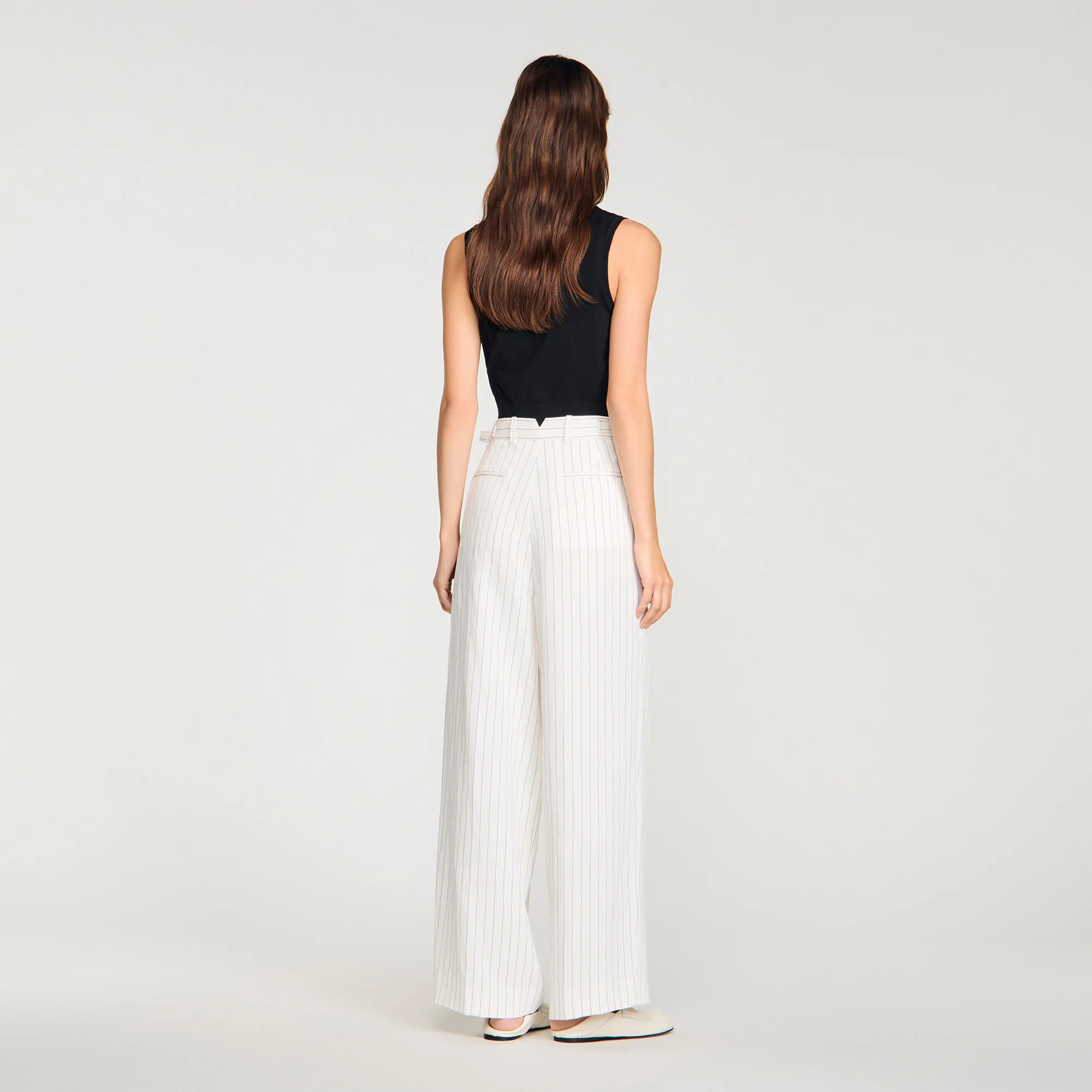 Matson Striped Suit Trousers Ecru / Black - Image 5