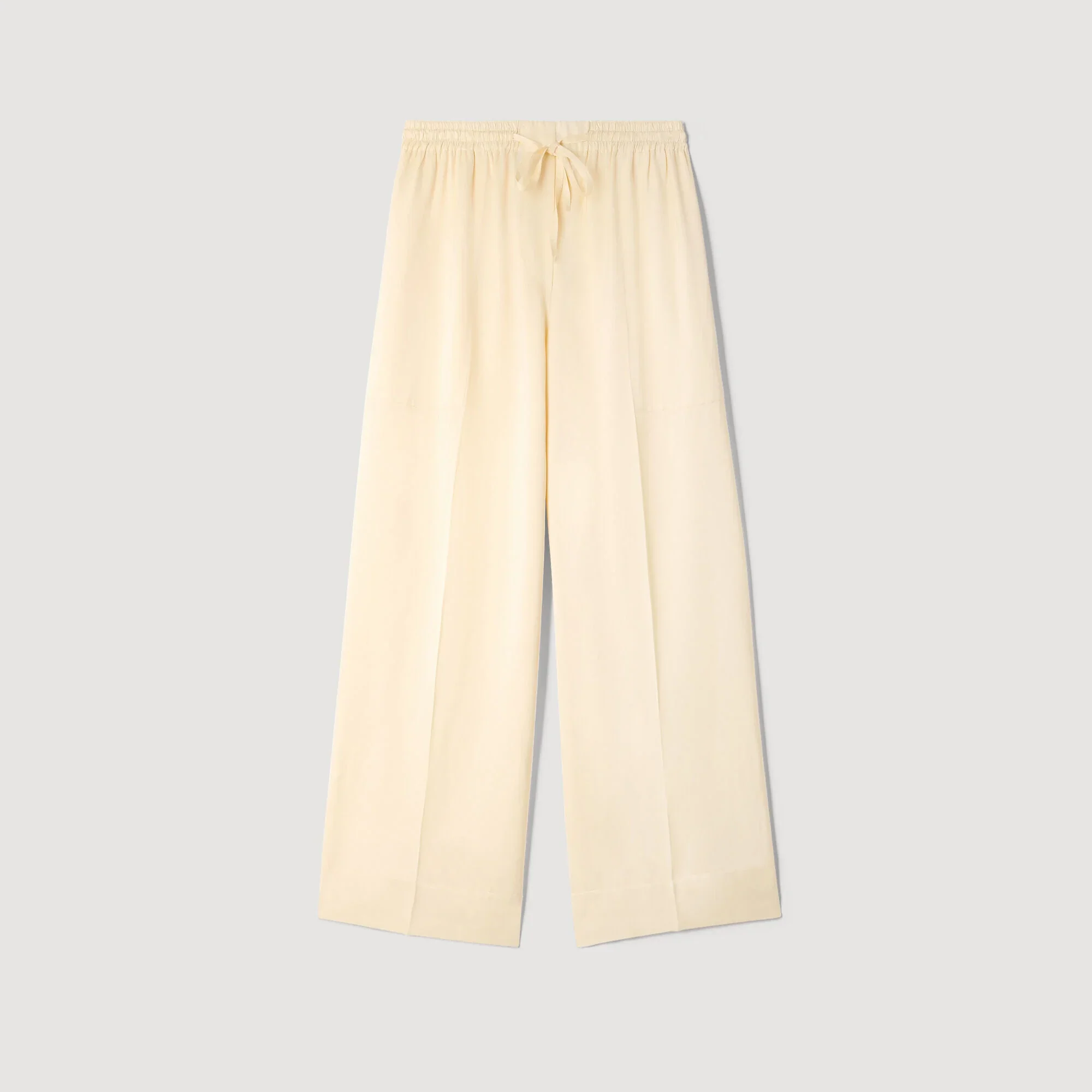 Talia Satin Wide-Leg Trousers Light Yellow - Image 6