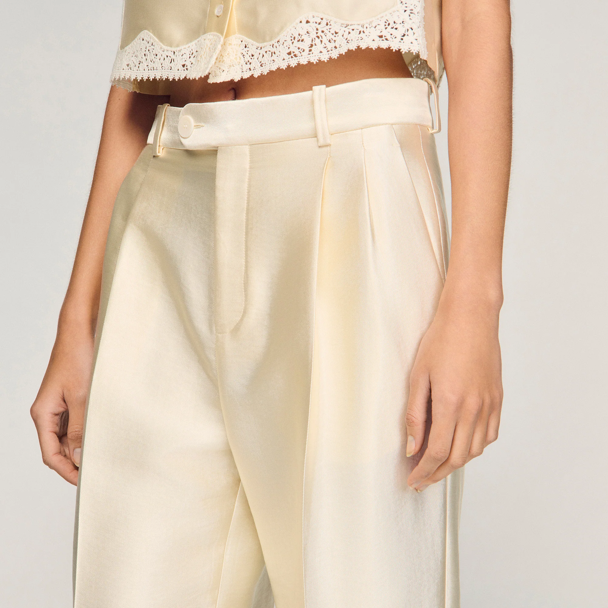 Myrel Satin Trousers Cream - Image 3