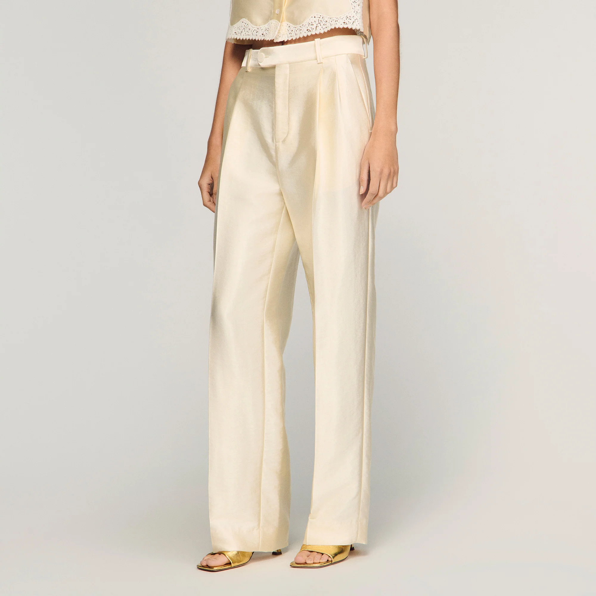 Myrel Satin Trousers Cream - Image 4