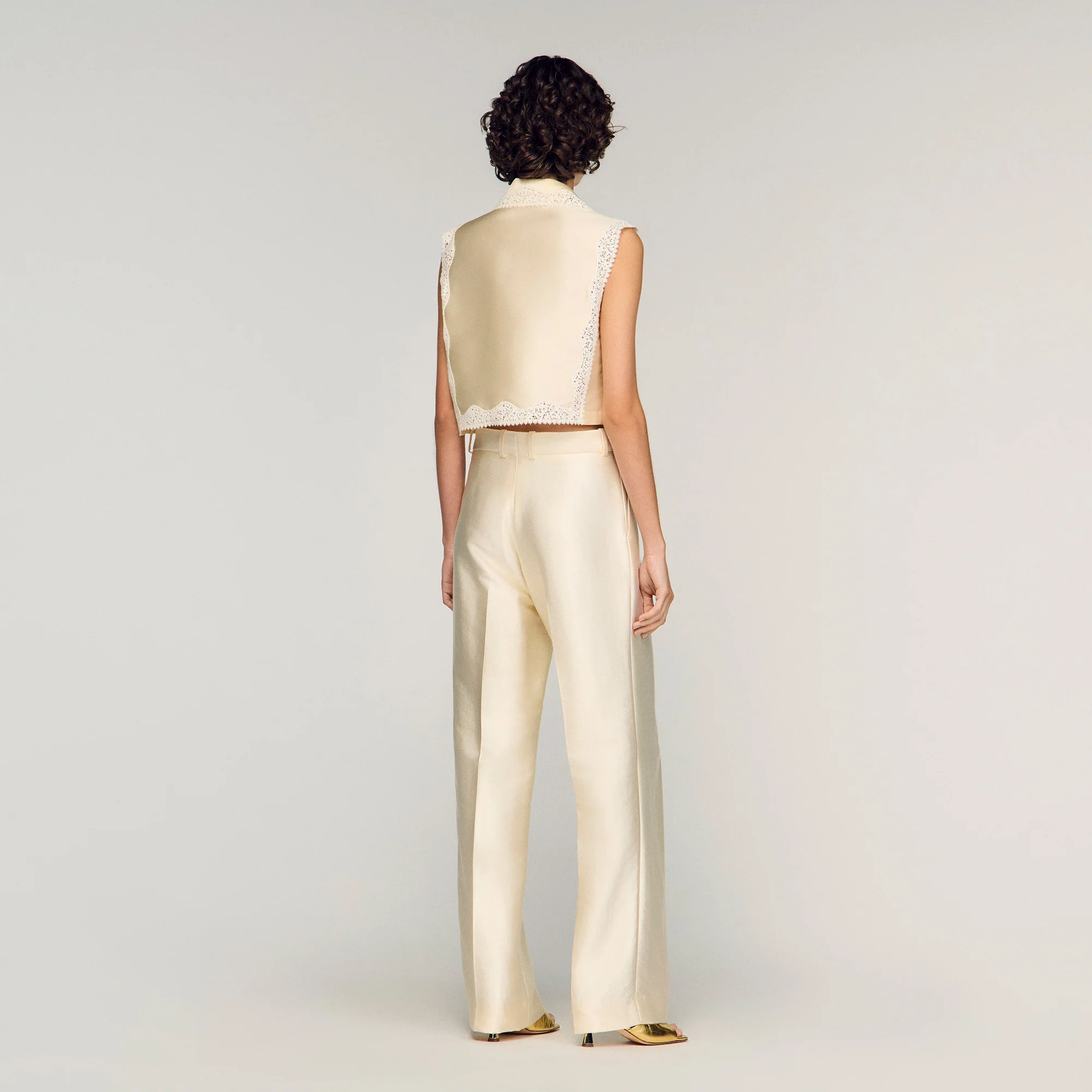Myrel Satin Trousers Cream - Image 5