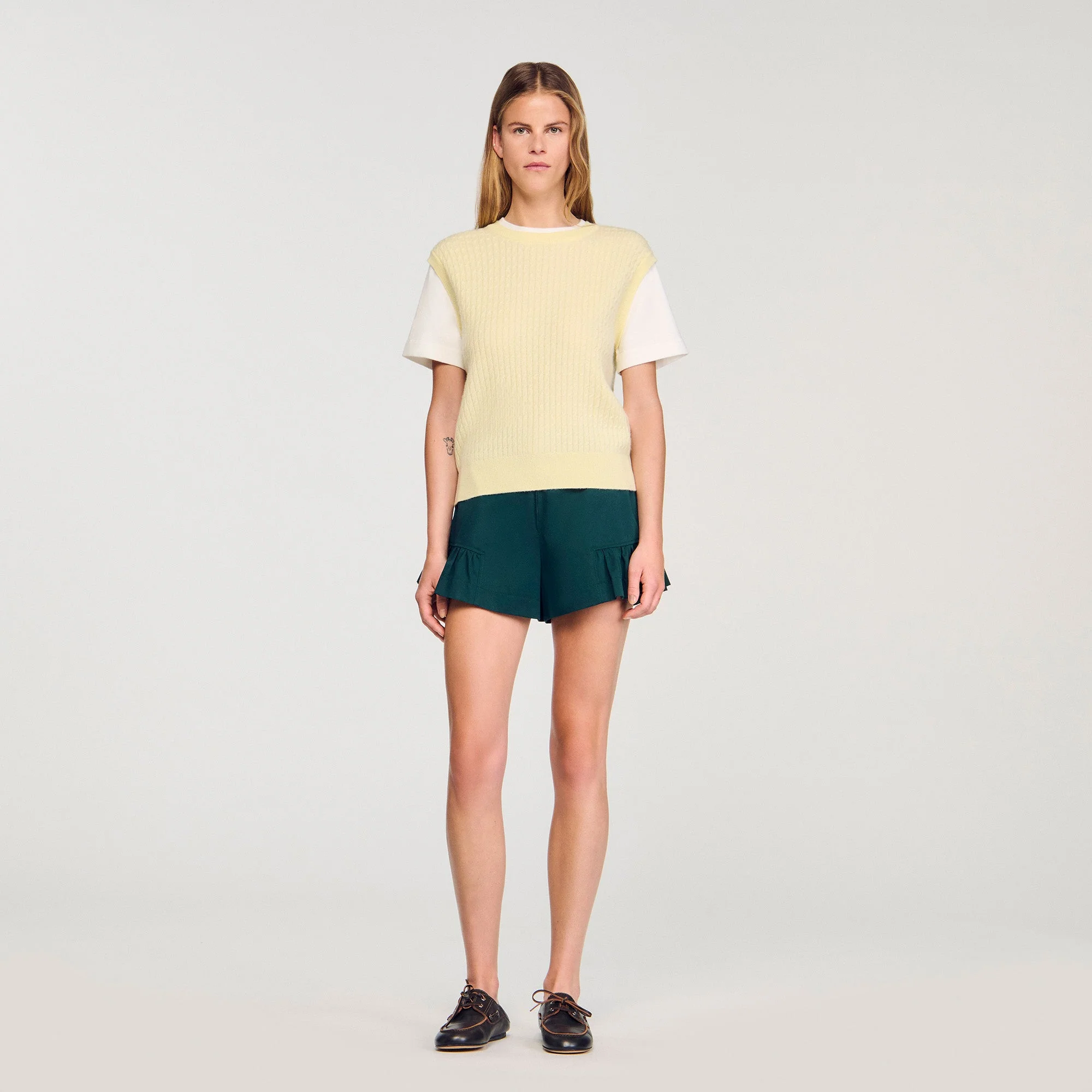 Hugues Dual-Material Knit Jumper Light Yellow - Image 3