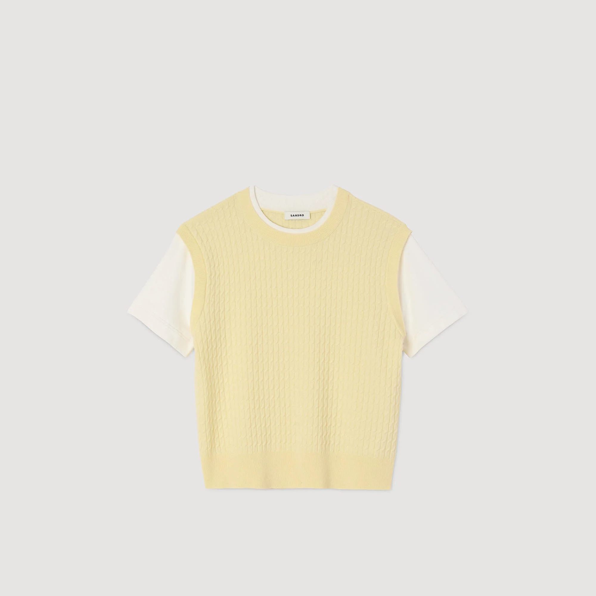 Hugues Dual-Material Knit Jumper Light Yellow - Image 5