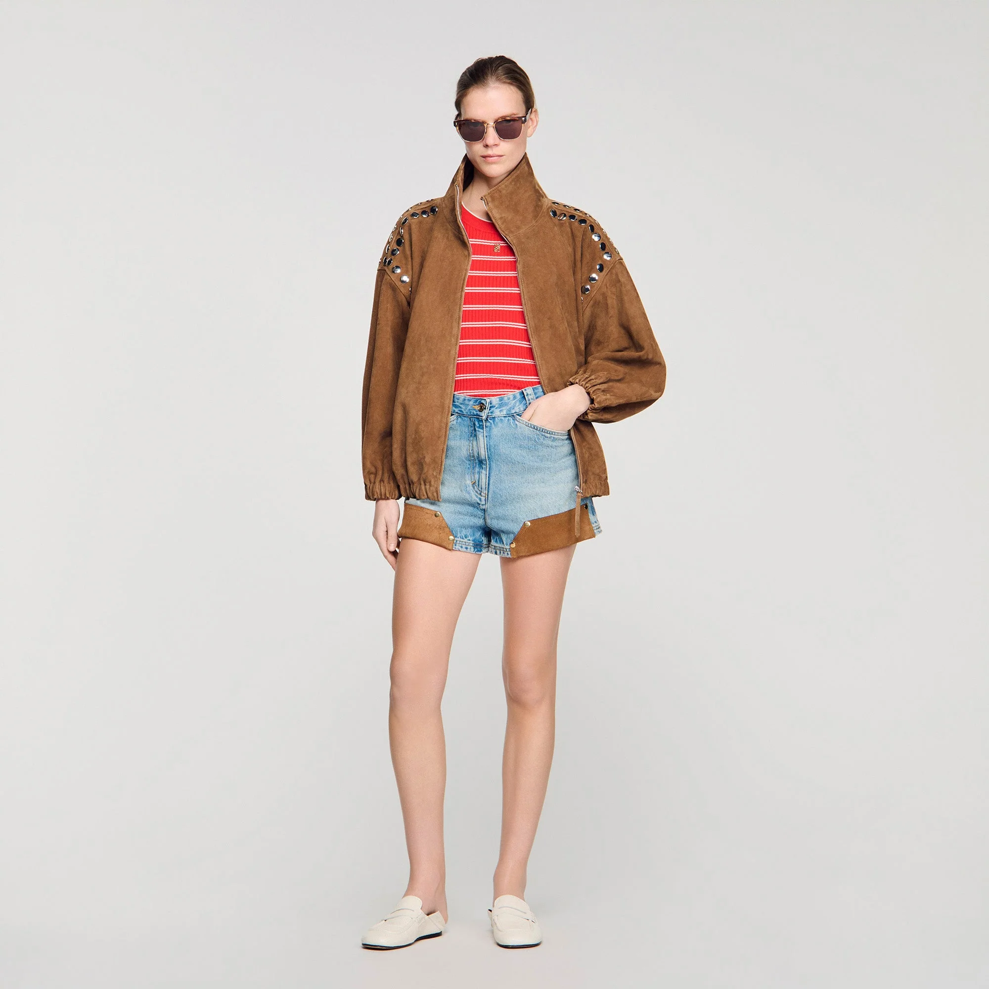 Poema Striped Ribbed Vest Top Red - Image 6