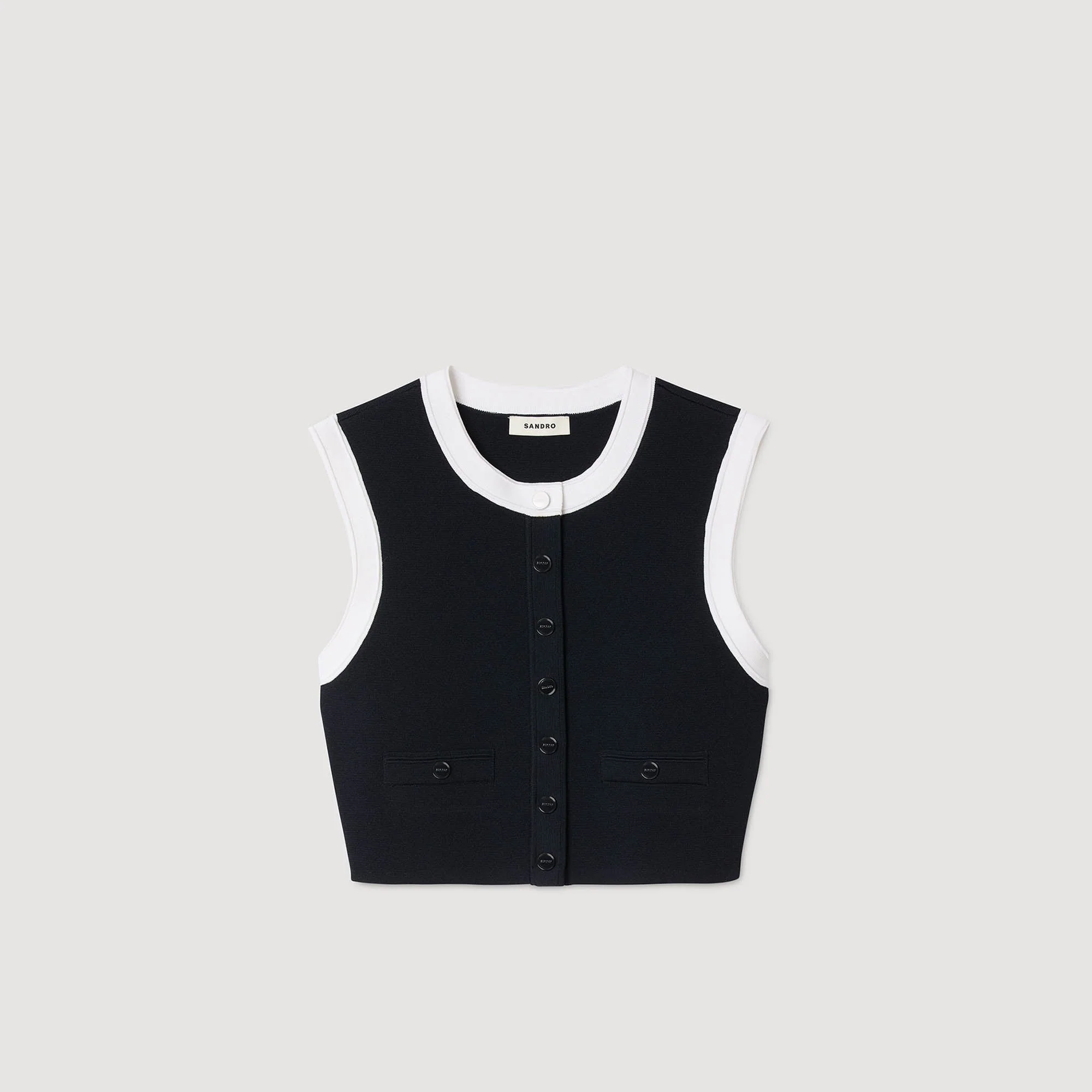 Ocean Two-Tone Cropped Cardigan Navy Blue - Image 5