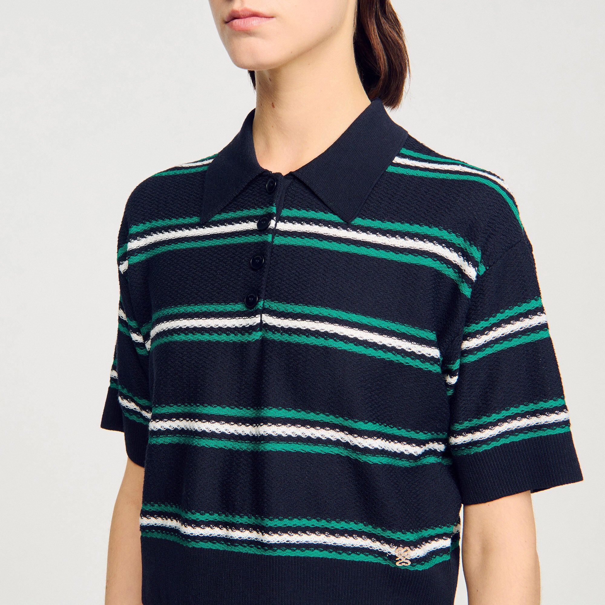 Grimaud Polo-Neck Jumper Navy Blue - Image 3