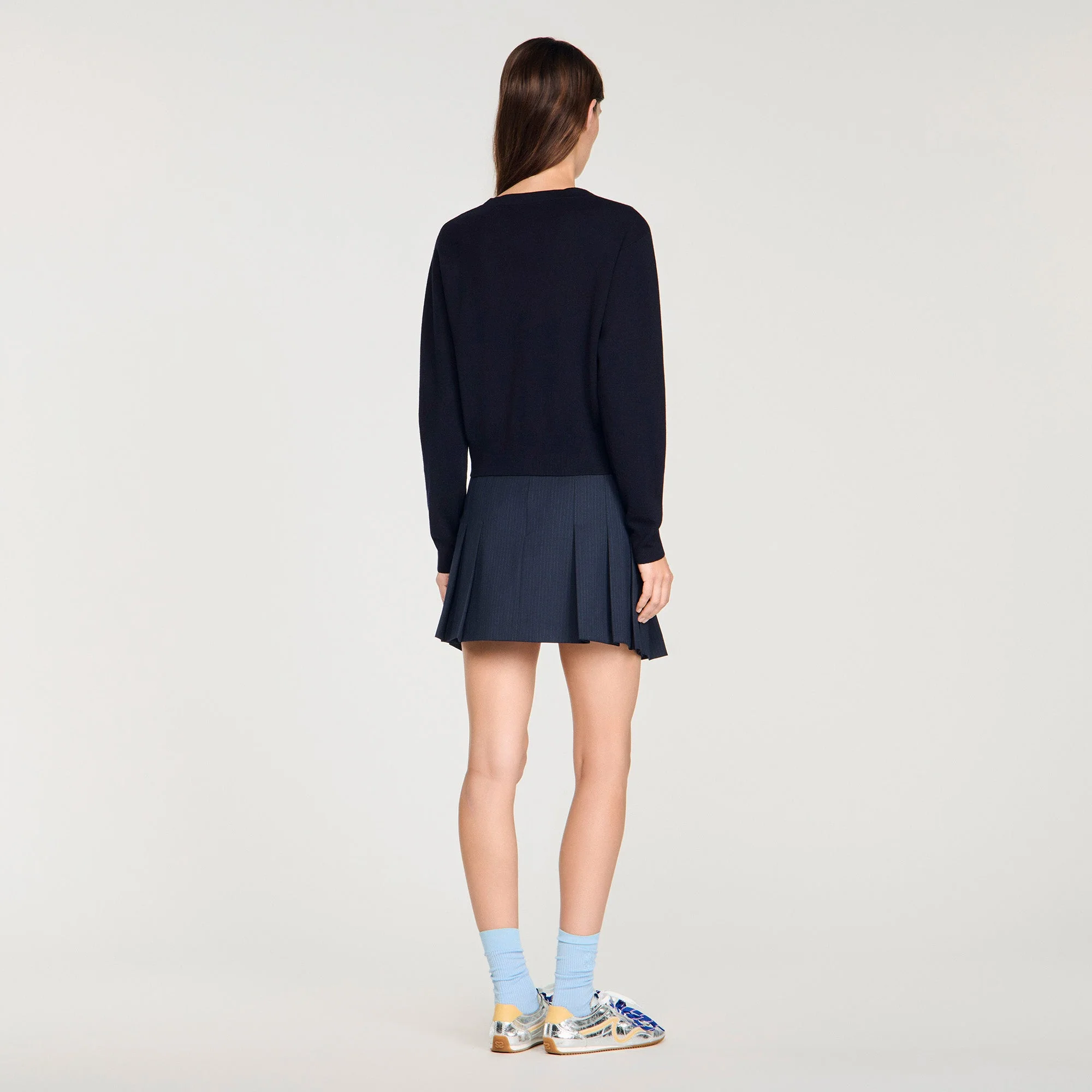 Malroy V-Neck Wool Jumper Navy Blue - Image 5