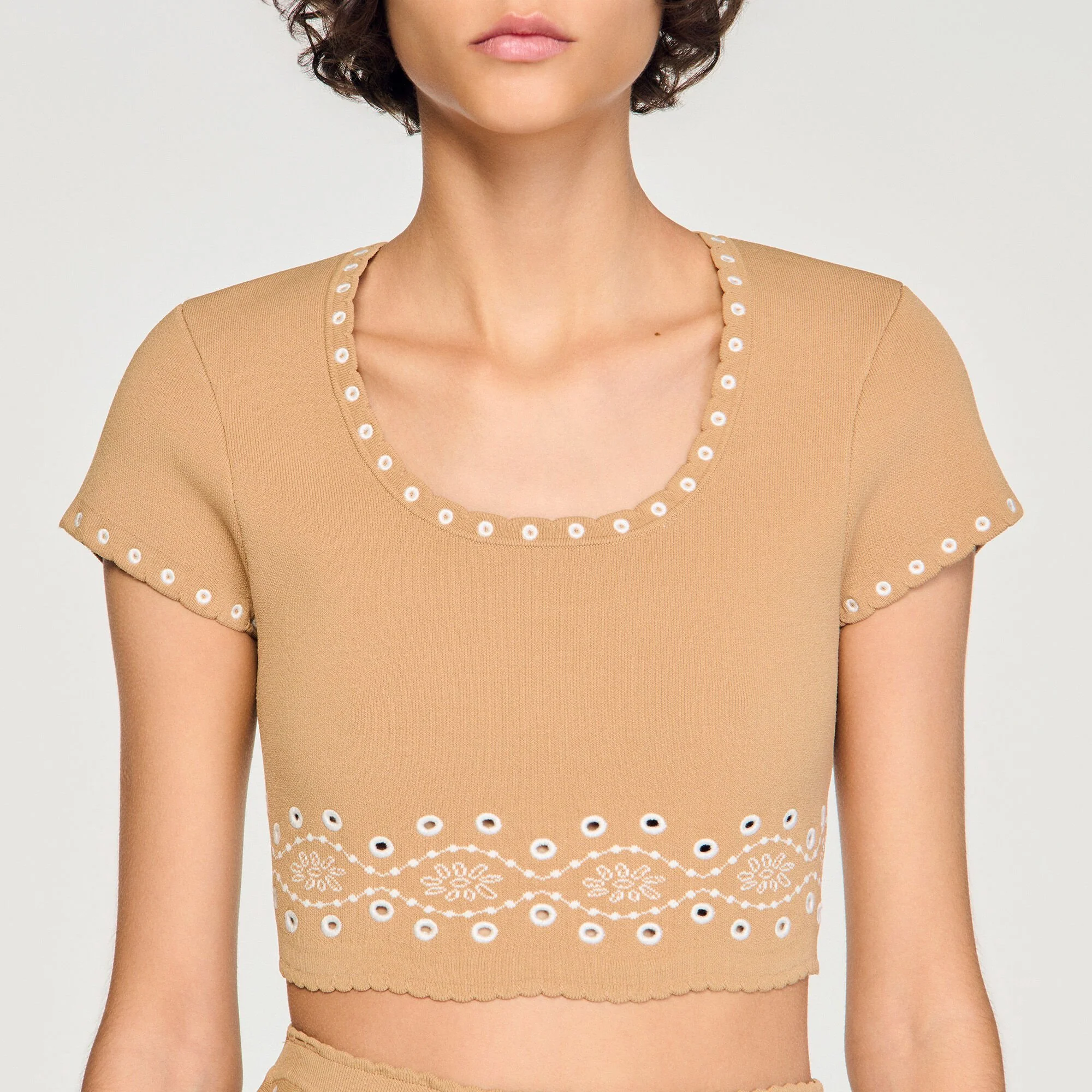Siena Jumper With Contrast Embroidery Beige - Image 3