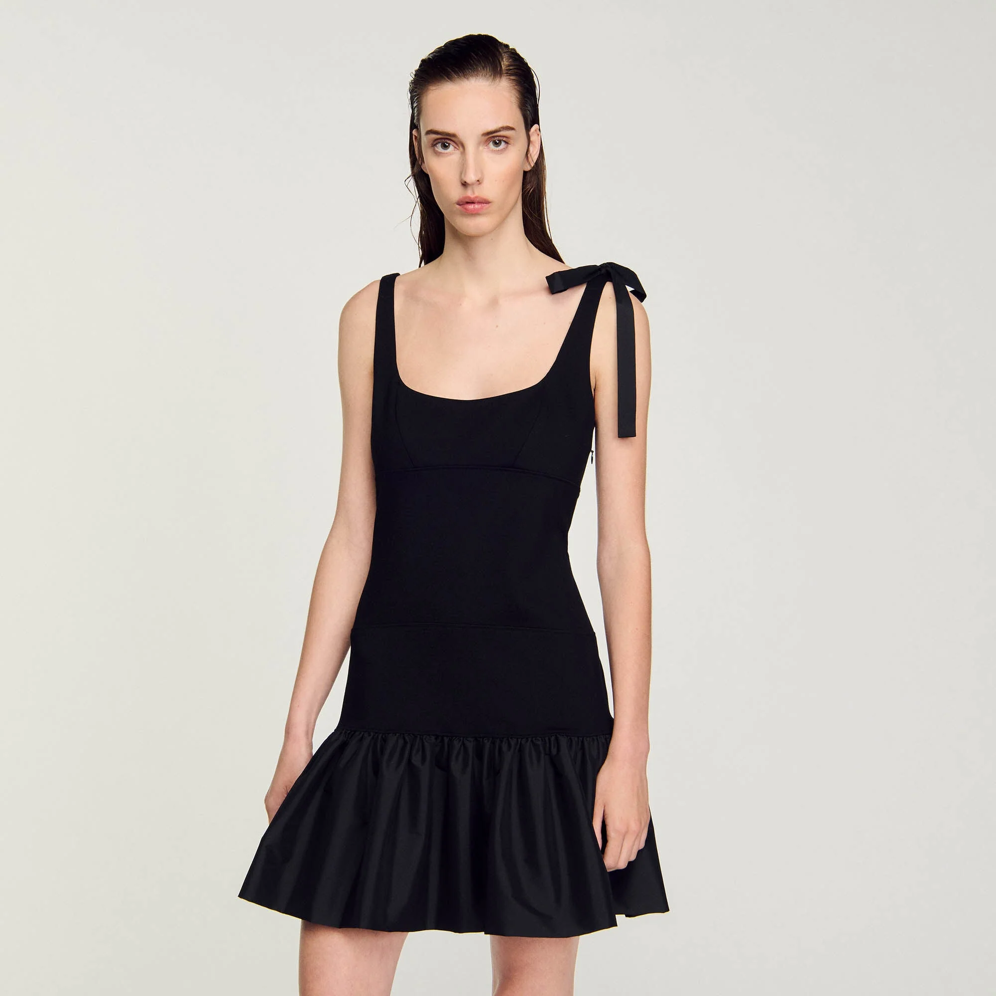 Lolita Dual-Material Short Dress Black - Image 4