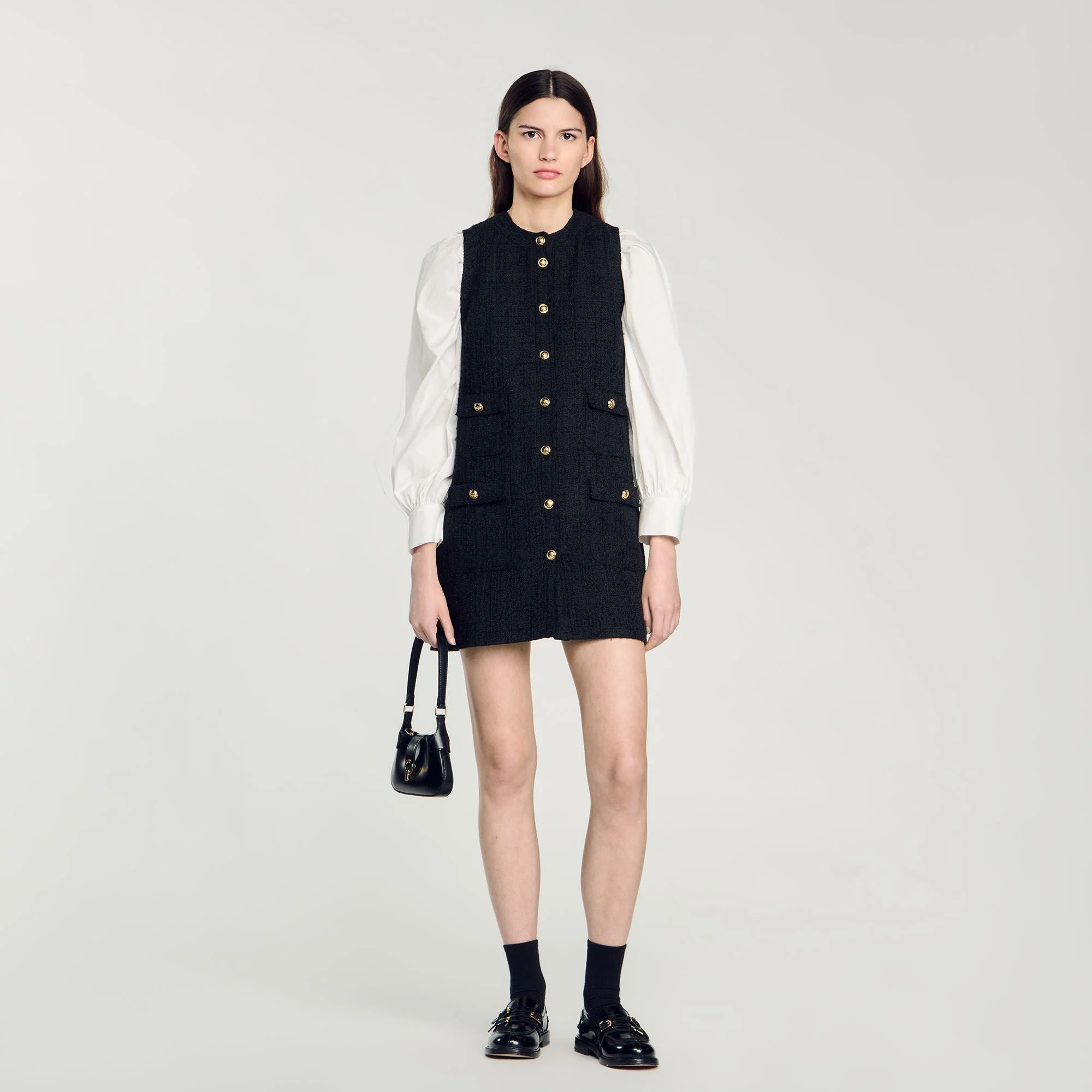 Pippa Short Tweed Dress Black