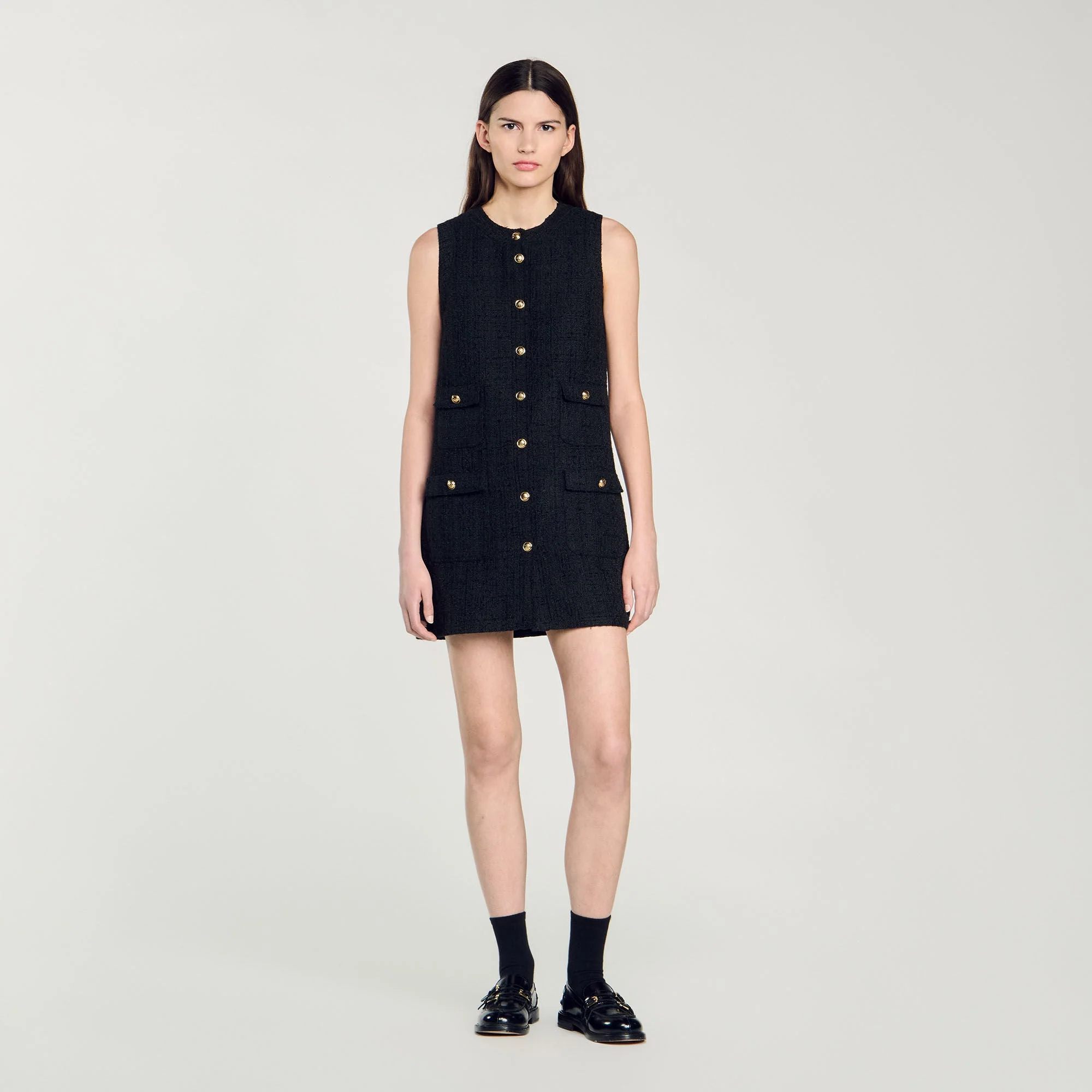Pippa Short Tweed Dress Black - Image 2