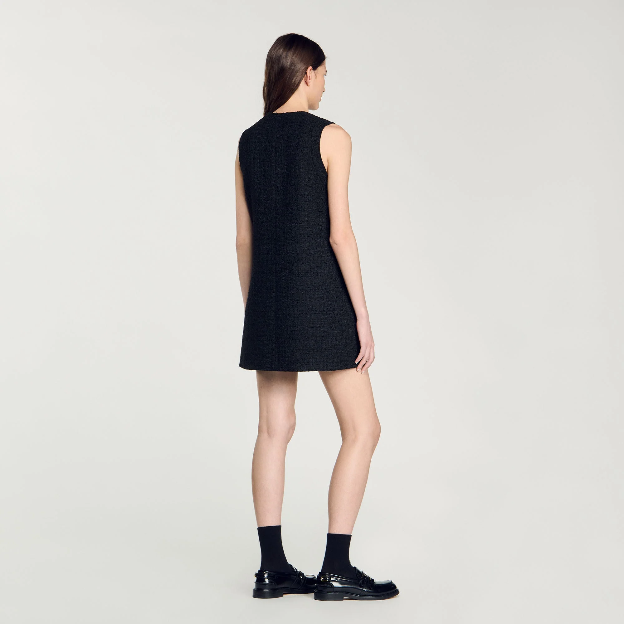 Pippa Short Tweed Dress Black - Image 3