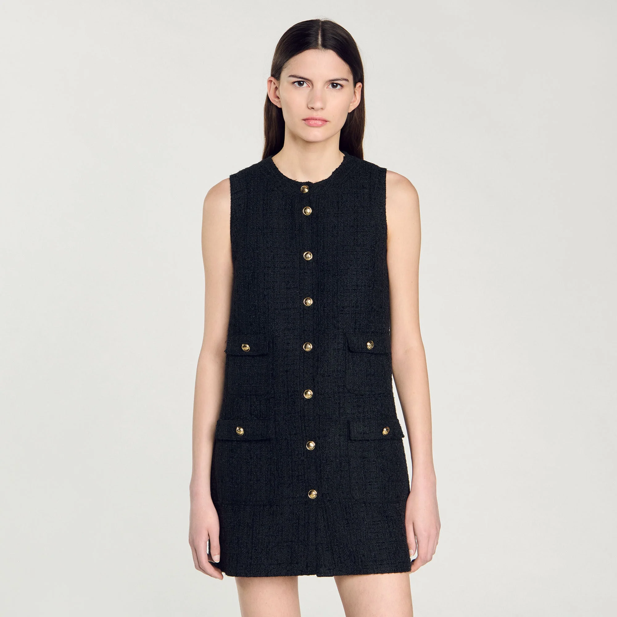 Pippa Short Tweed Dress Black - Image 4