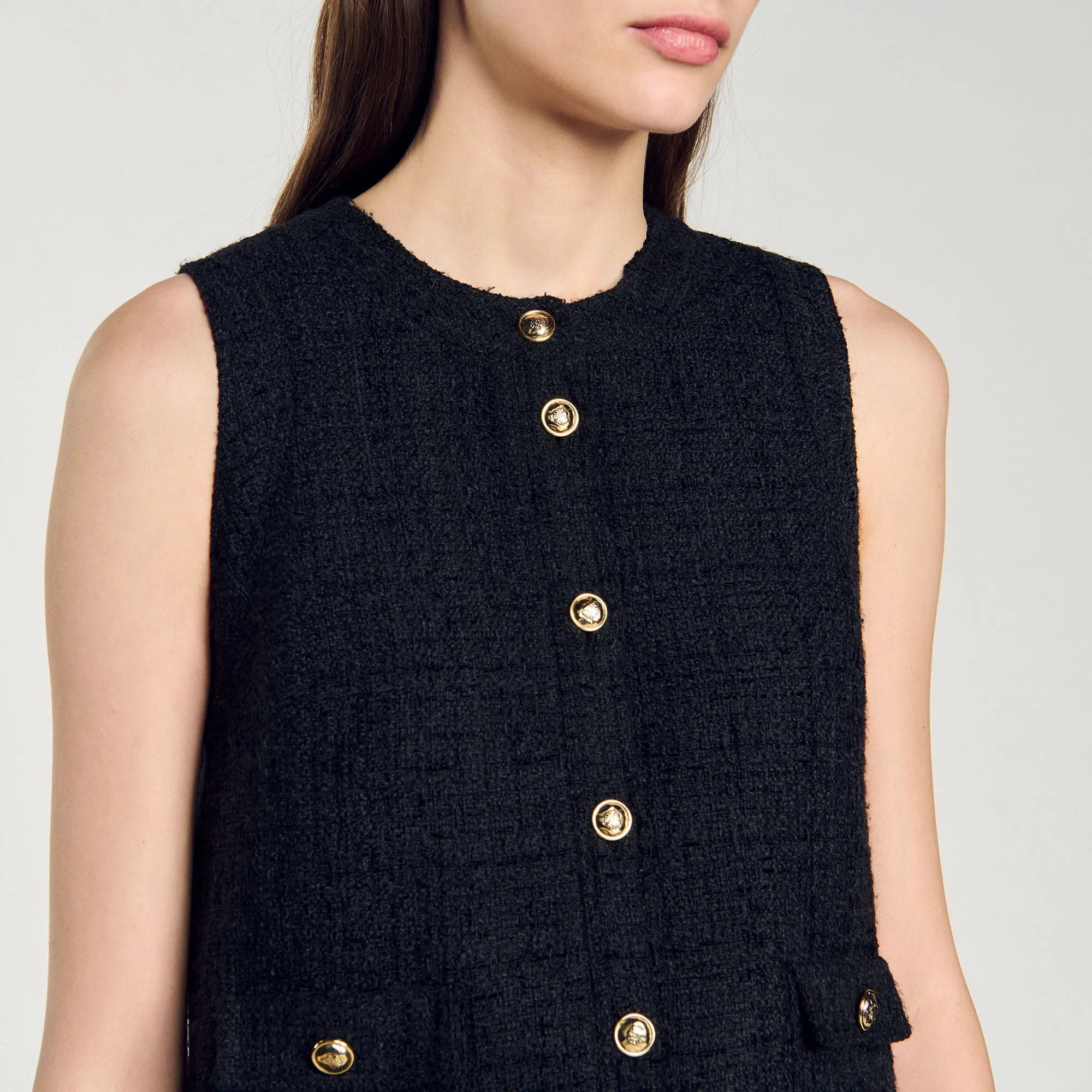 Pippa Short Tweed Dress Black - Image 5