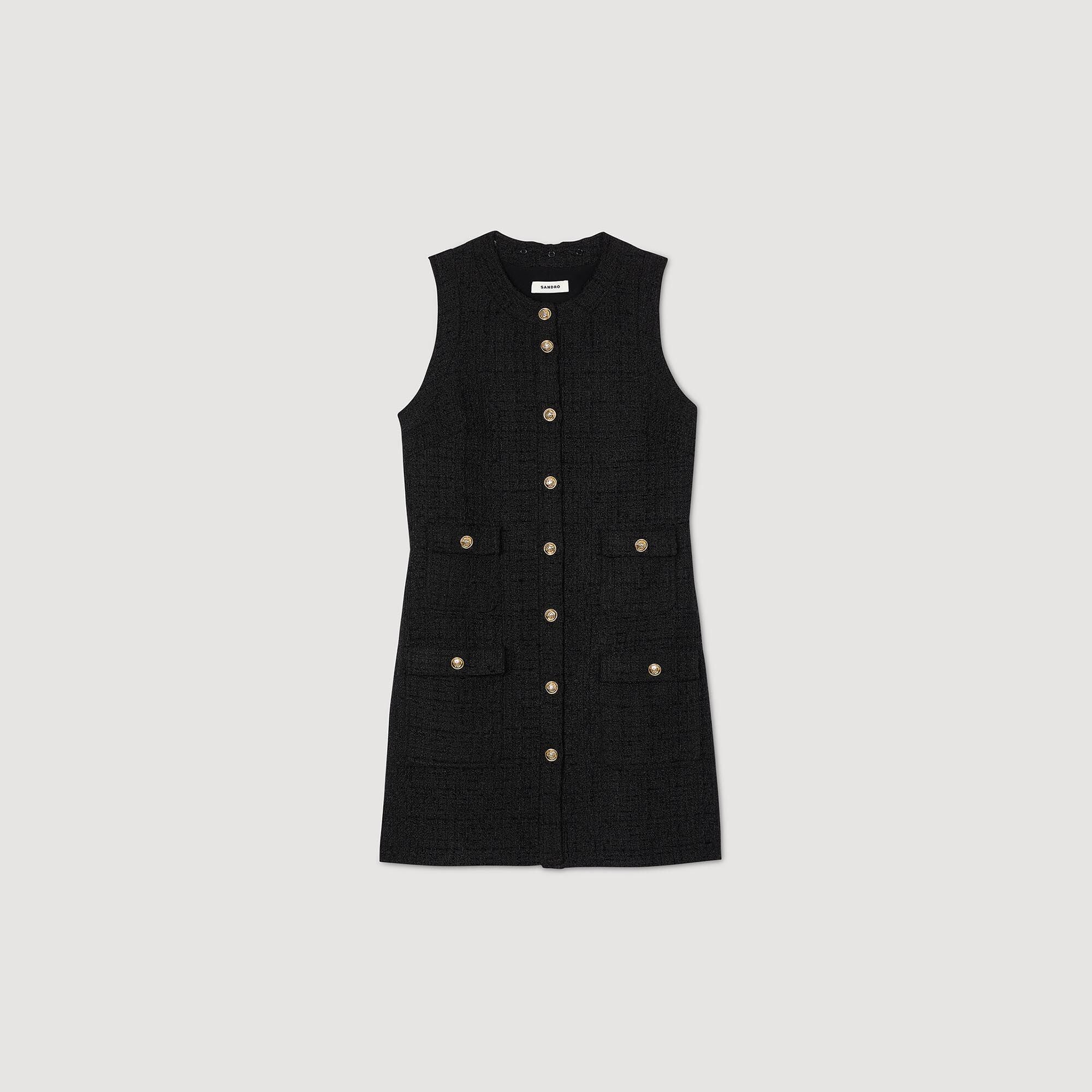 Pippa Short Tweed Dress Black - Image 6