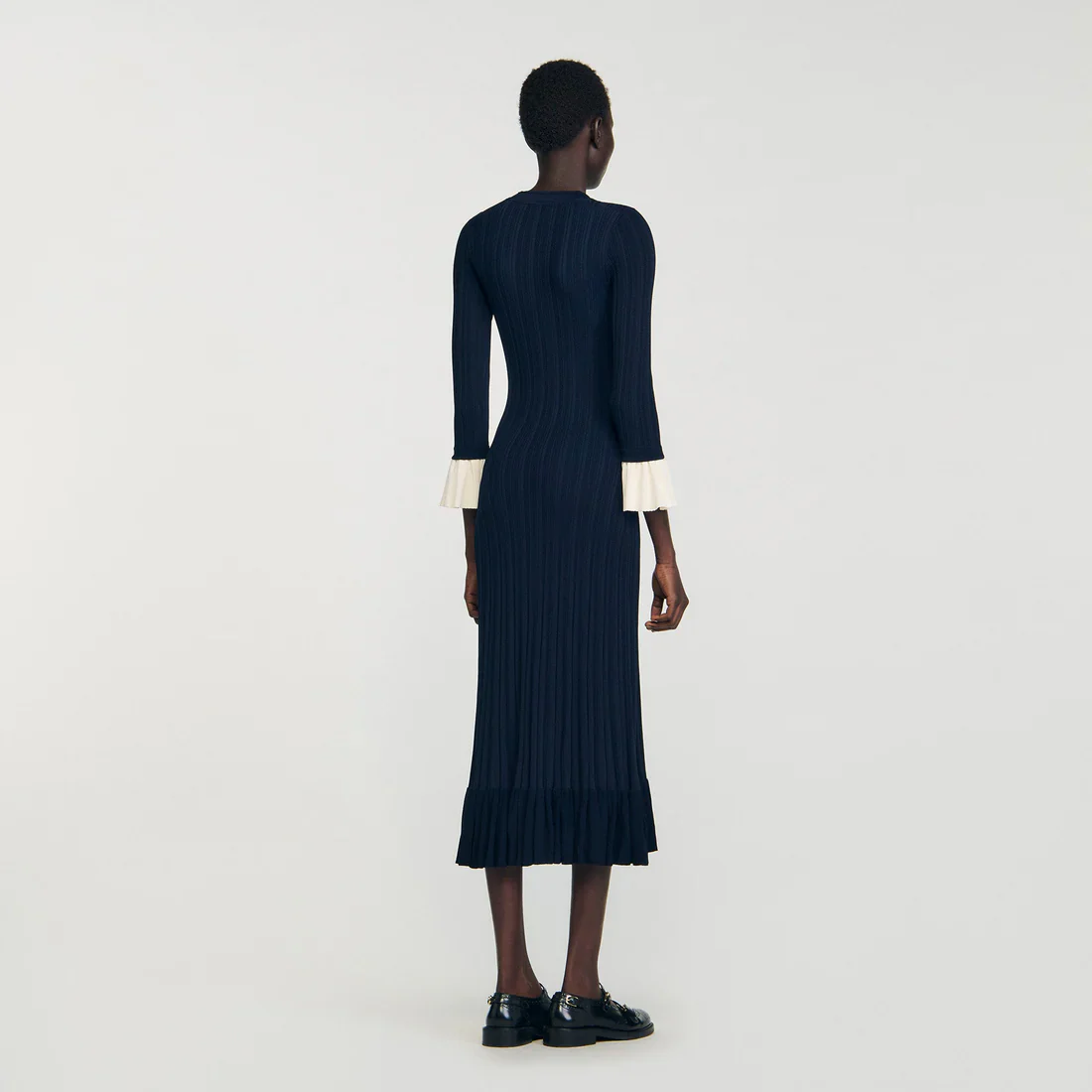 Nara Two-Tone Knit Maxi Dress Navy Blue - Image 5
