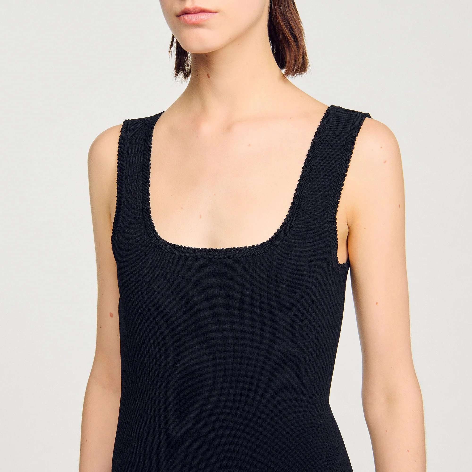 Piana Short Knit Dress With Ruffles Black - Image 5