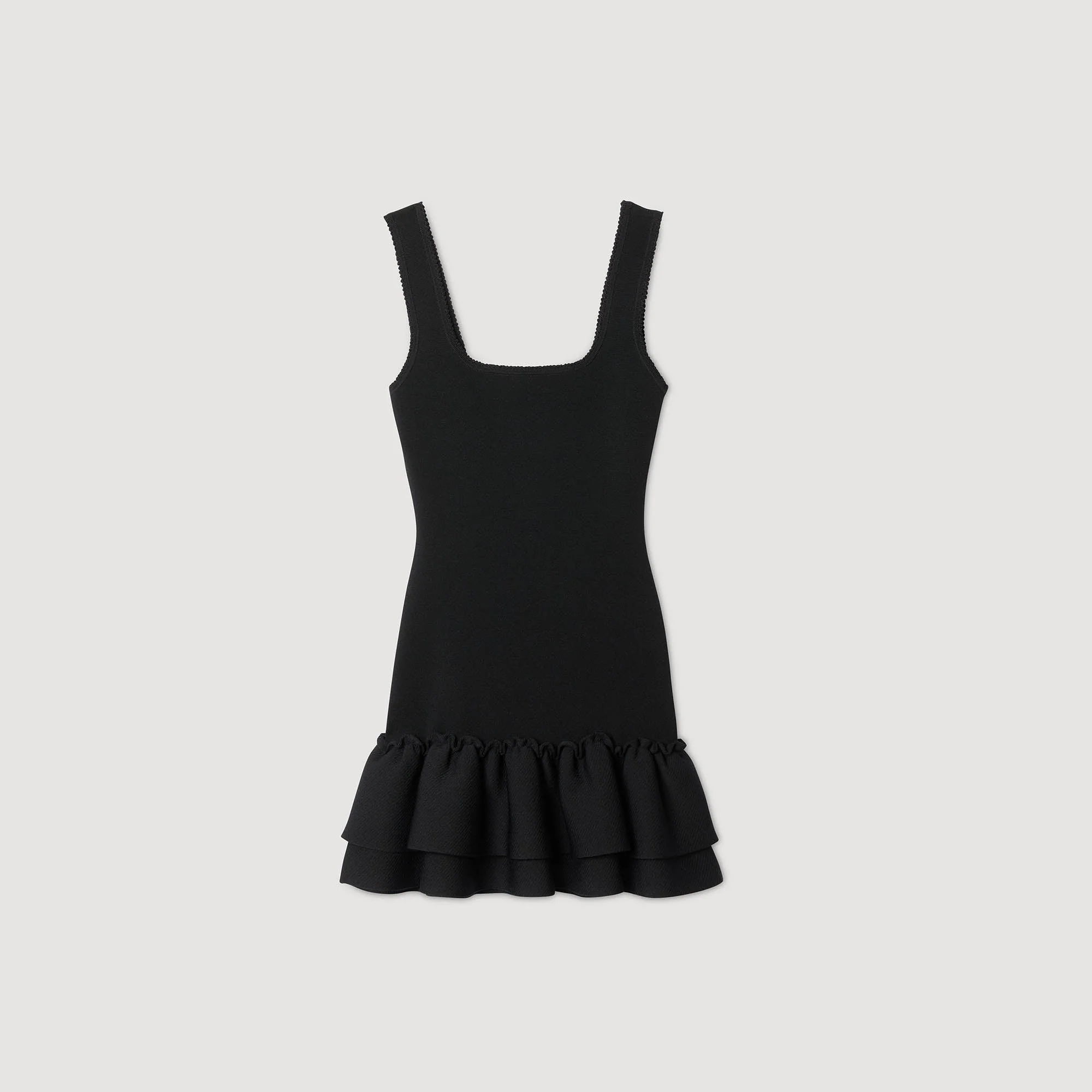 Piana Short Knit Dress With Ruffles Black - Image 6
