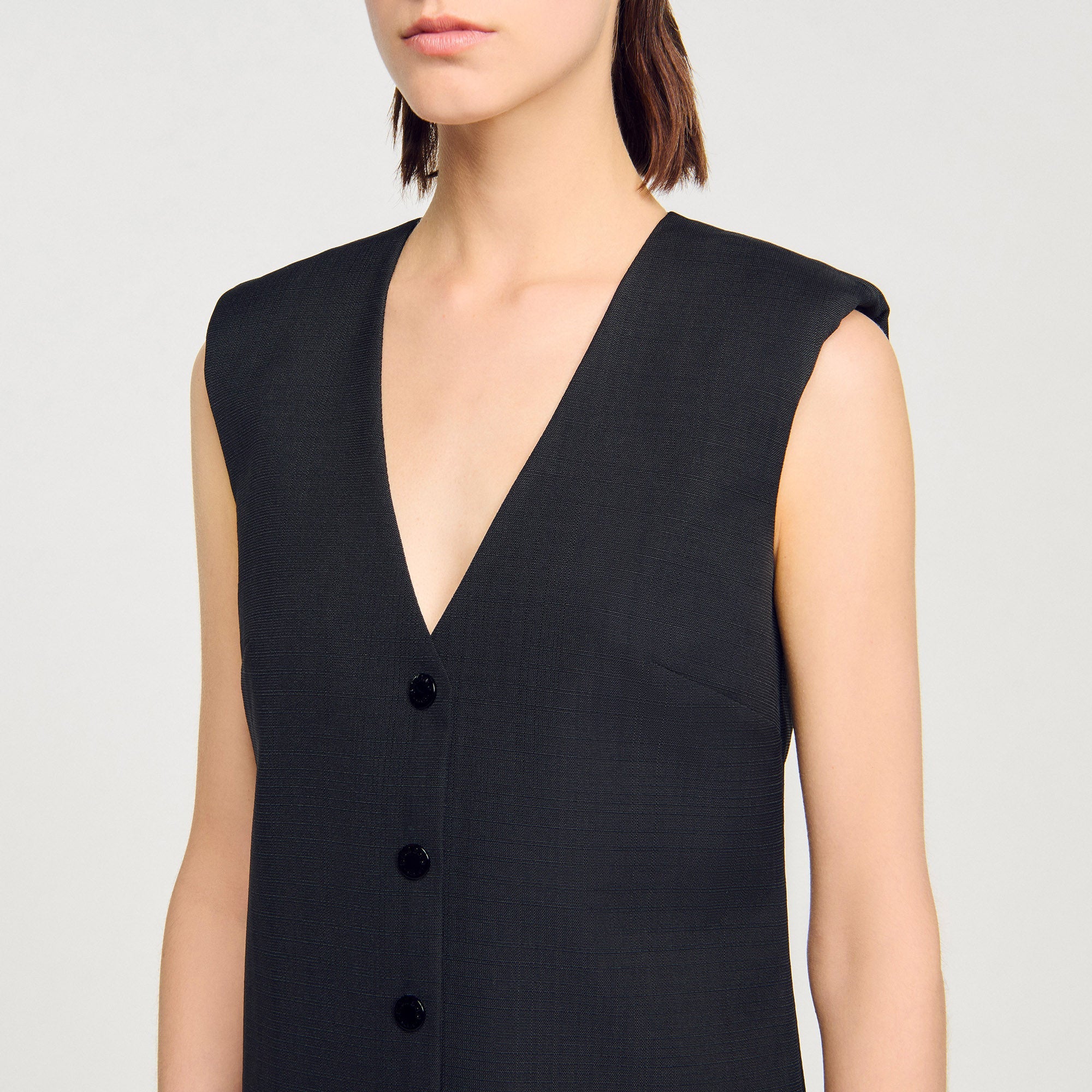 Aliette Short Tailored Dress With Ruffle Black - Image 3