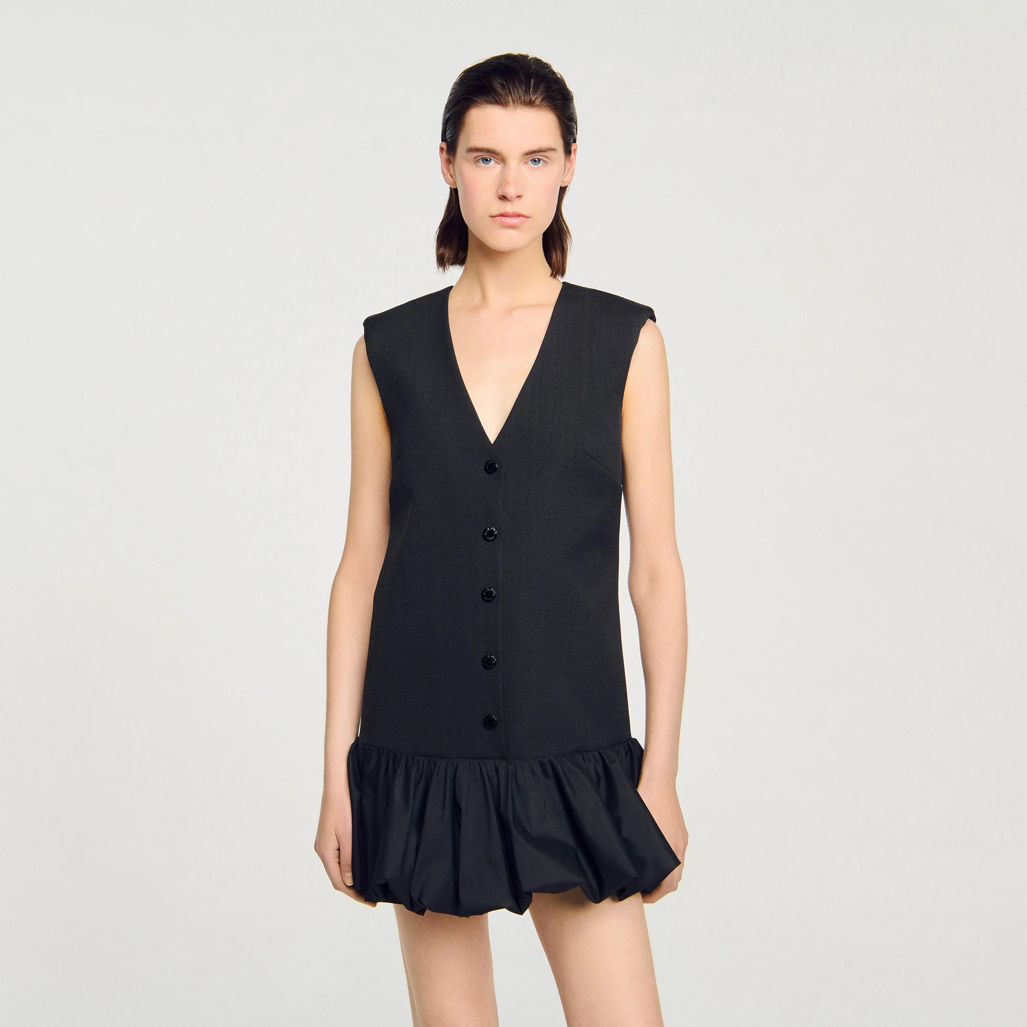 Aliette Short Tailored Dress With Ruffle Black - Image 4