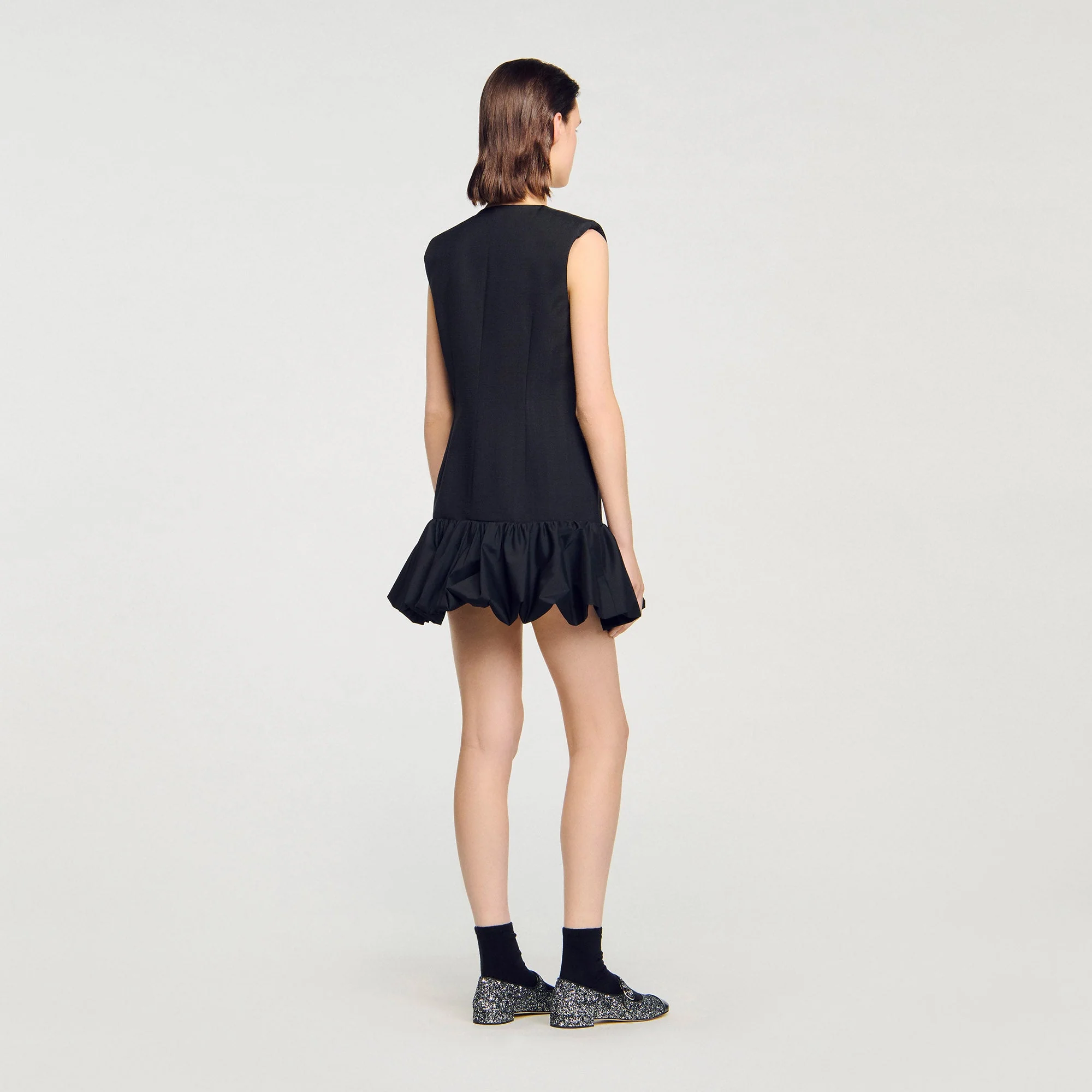 Aliette Short Tailored Dress With Ruffle Black - Image 5