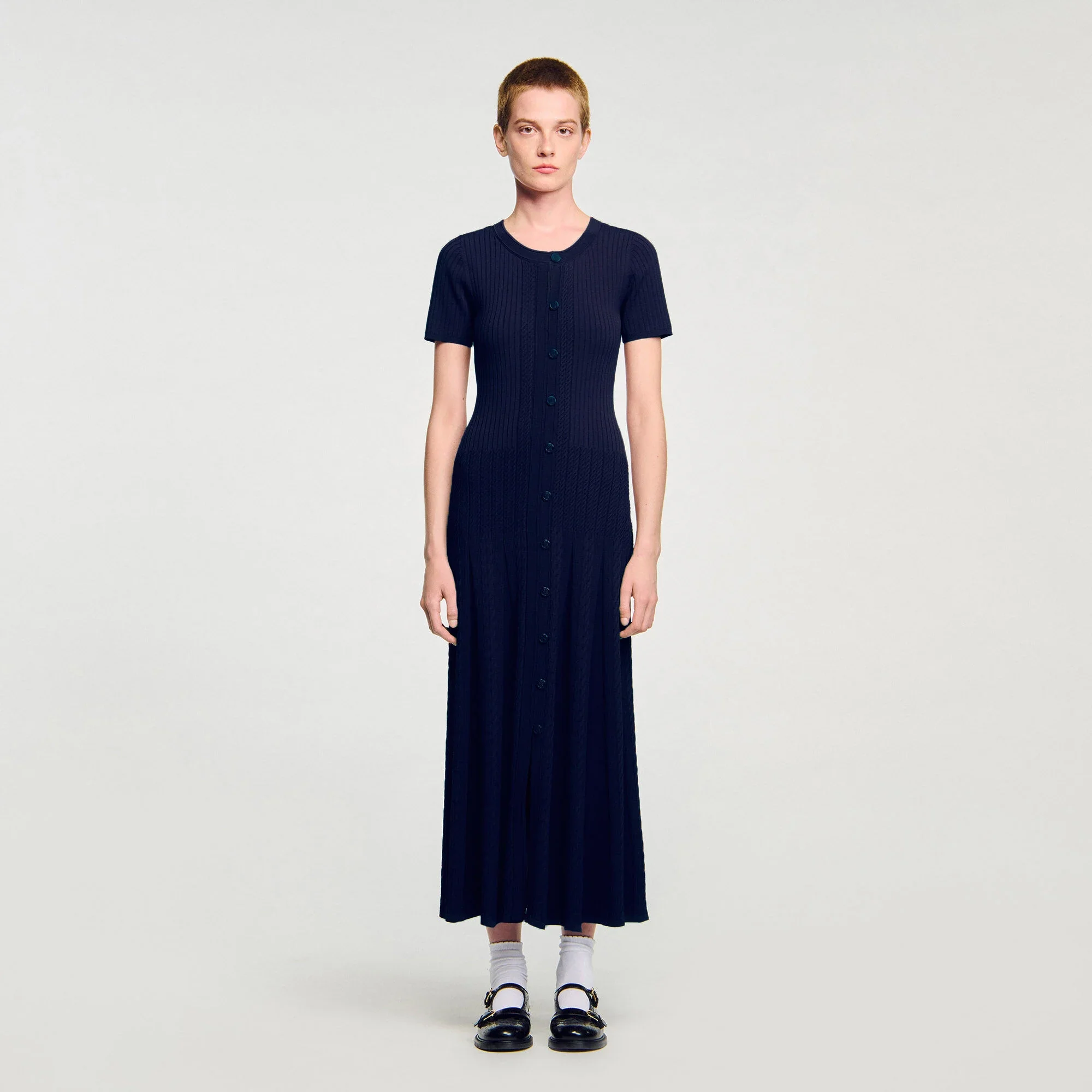 Milla Knit Maxi Dress Navy Blue - Image 2