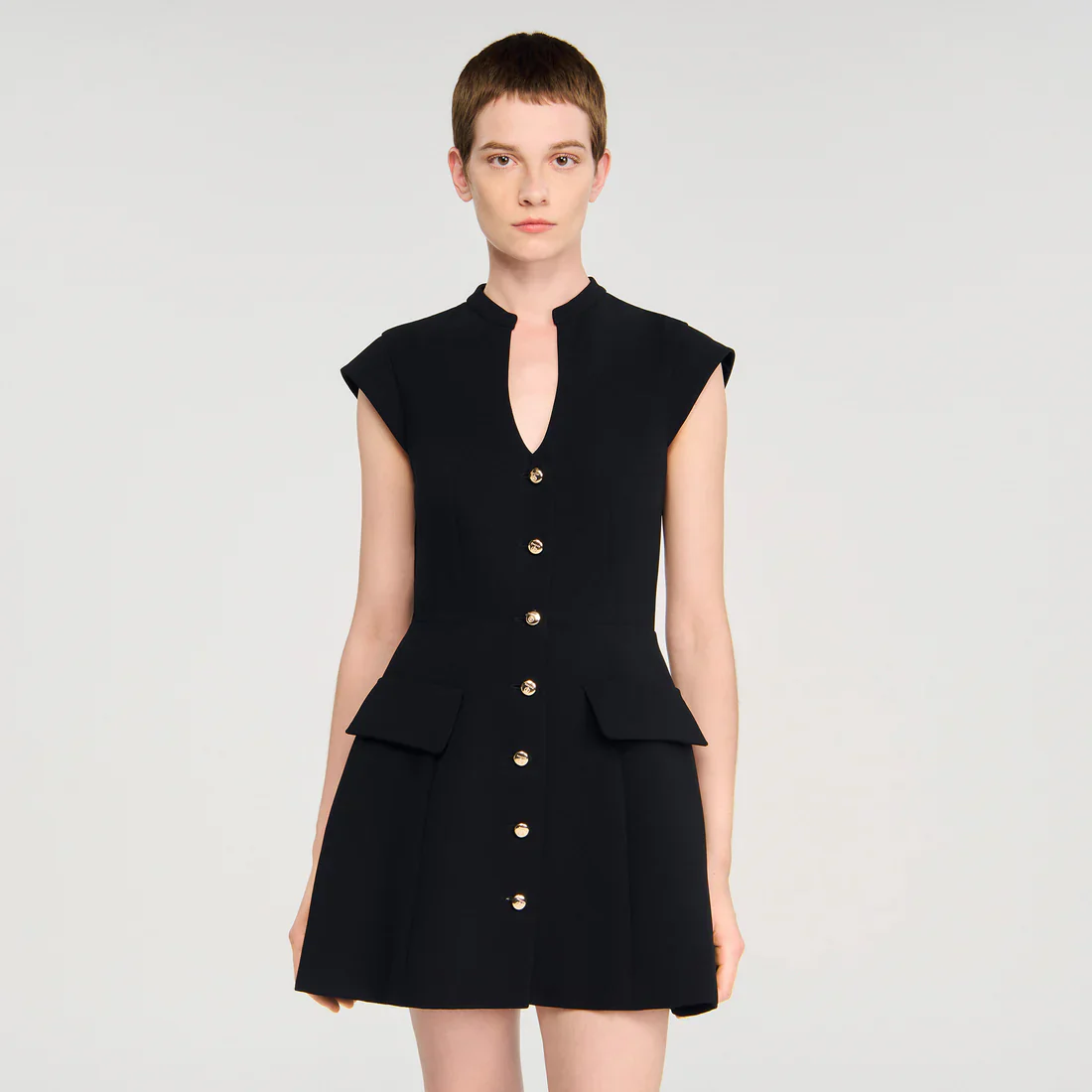 Constance Short Knit Dress Black - Image 4