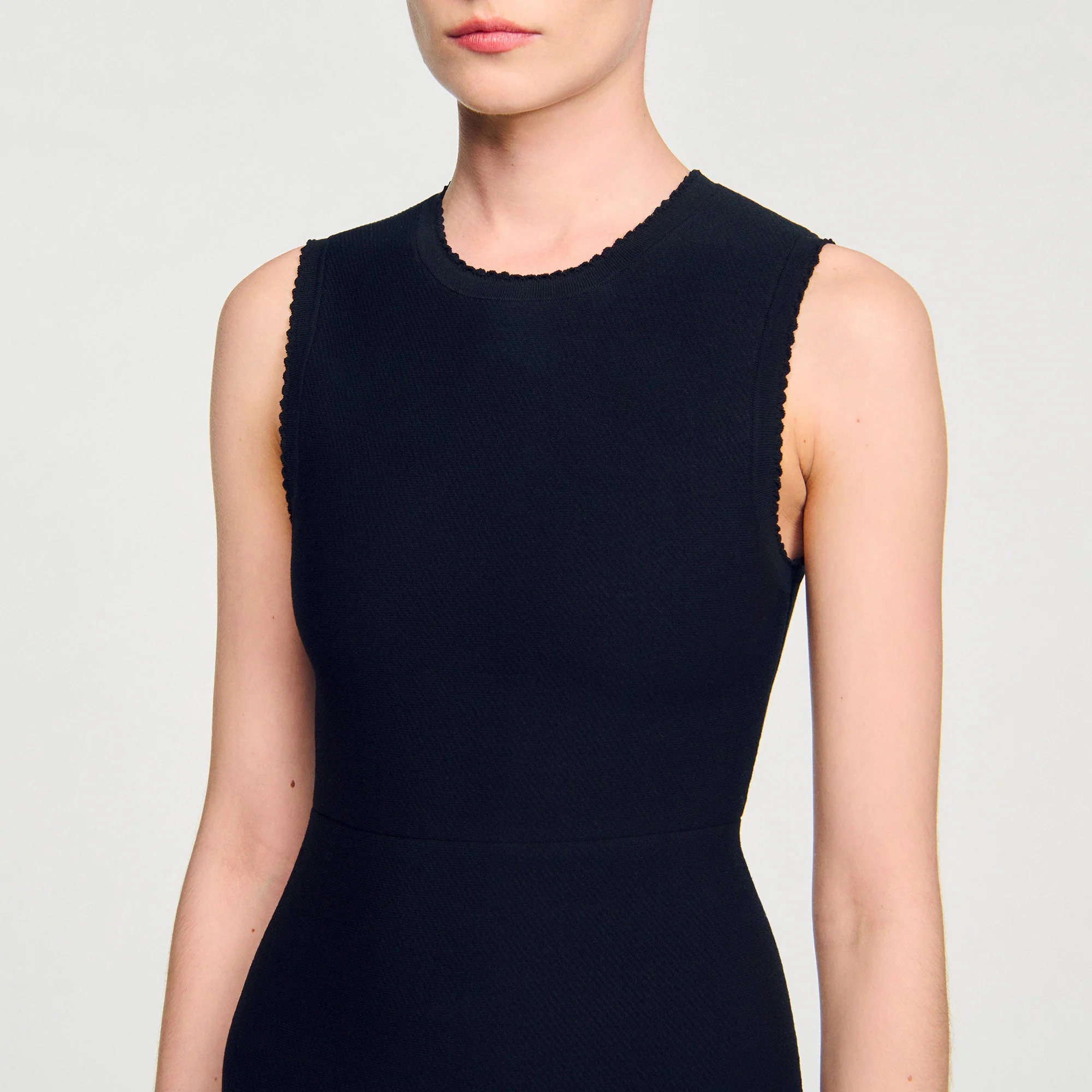 Cassie Two-Tone Short Knit Dress Black / Ecru - Image 4