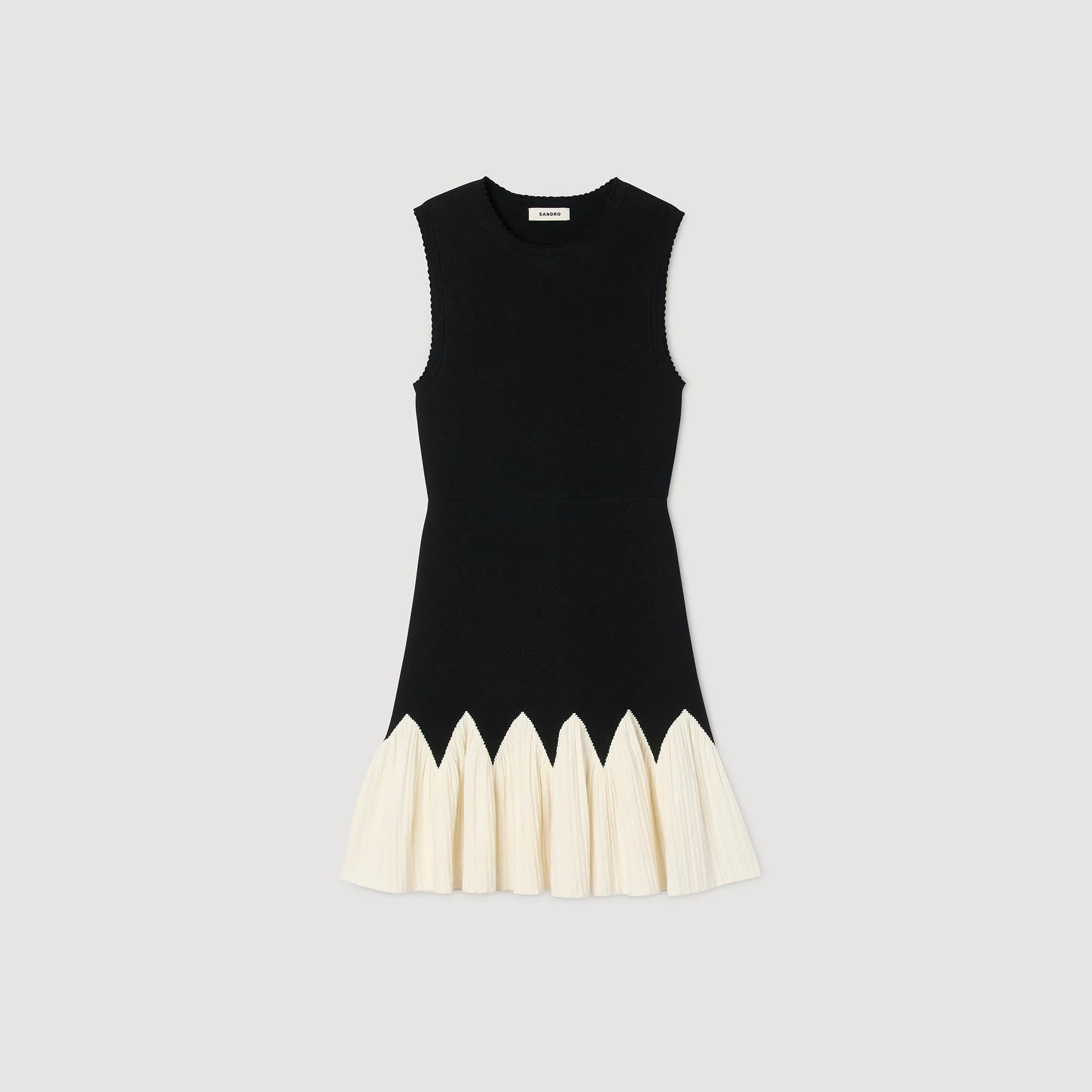 Cassie Two-Tone Short Knit Dress Black / Ecru - Image 6