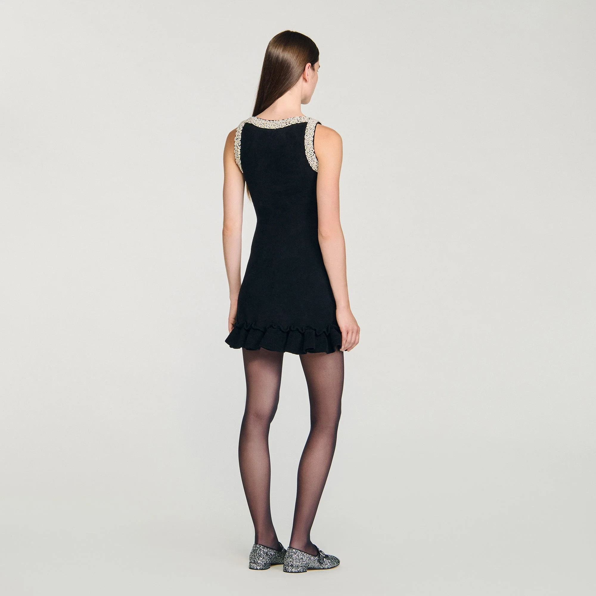 Divina Short Beaded Dress Black - Image 5