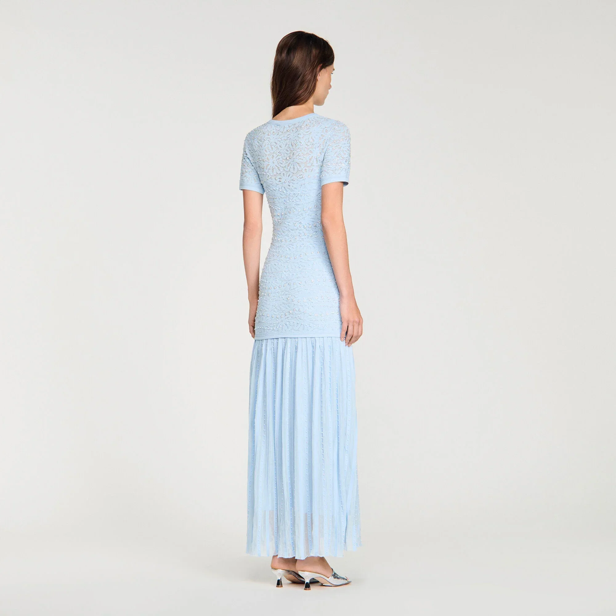Levana Beaded Knit Maxi Dress Sky Blue - Image 5