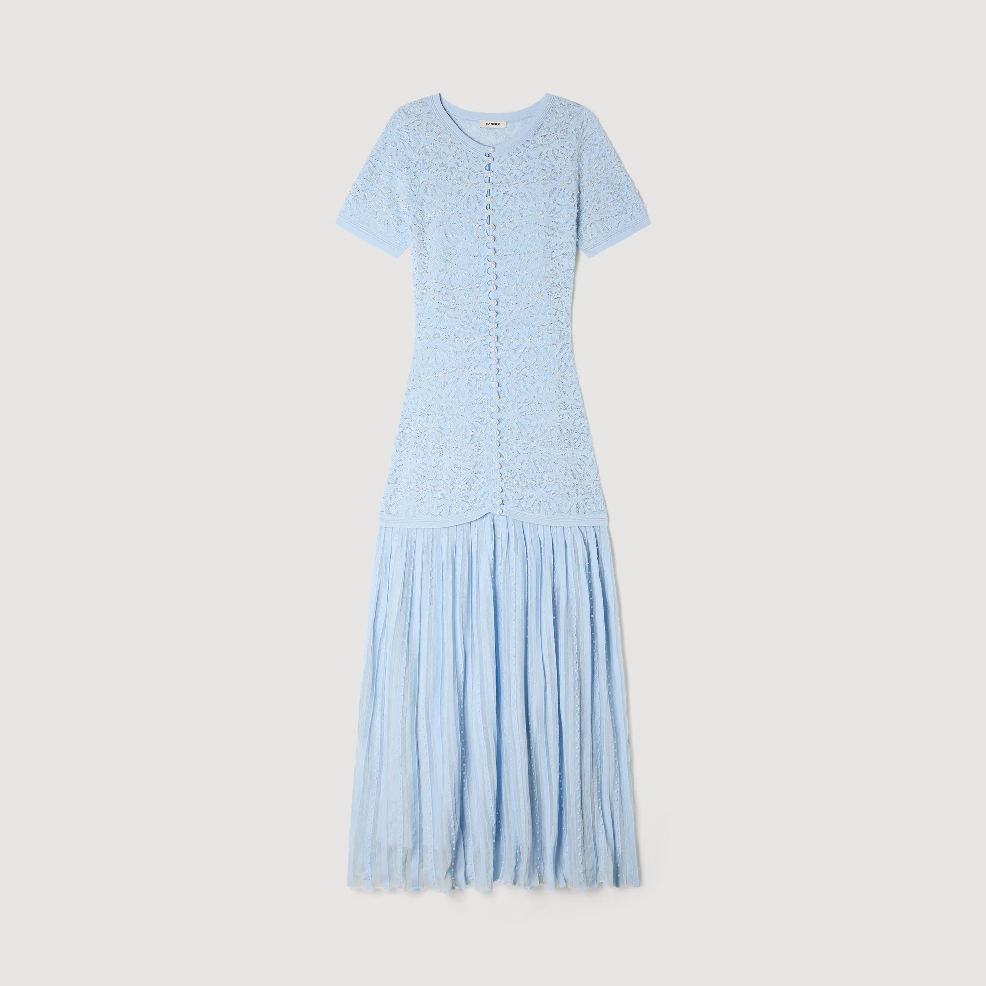 Levana Beaded Knit Maxi Dress Sky Blue - Image 6