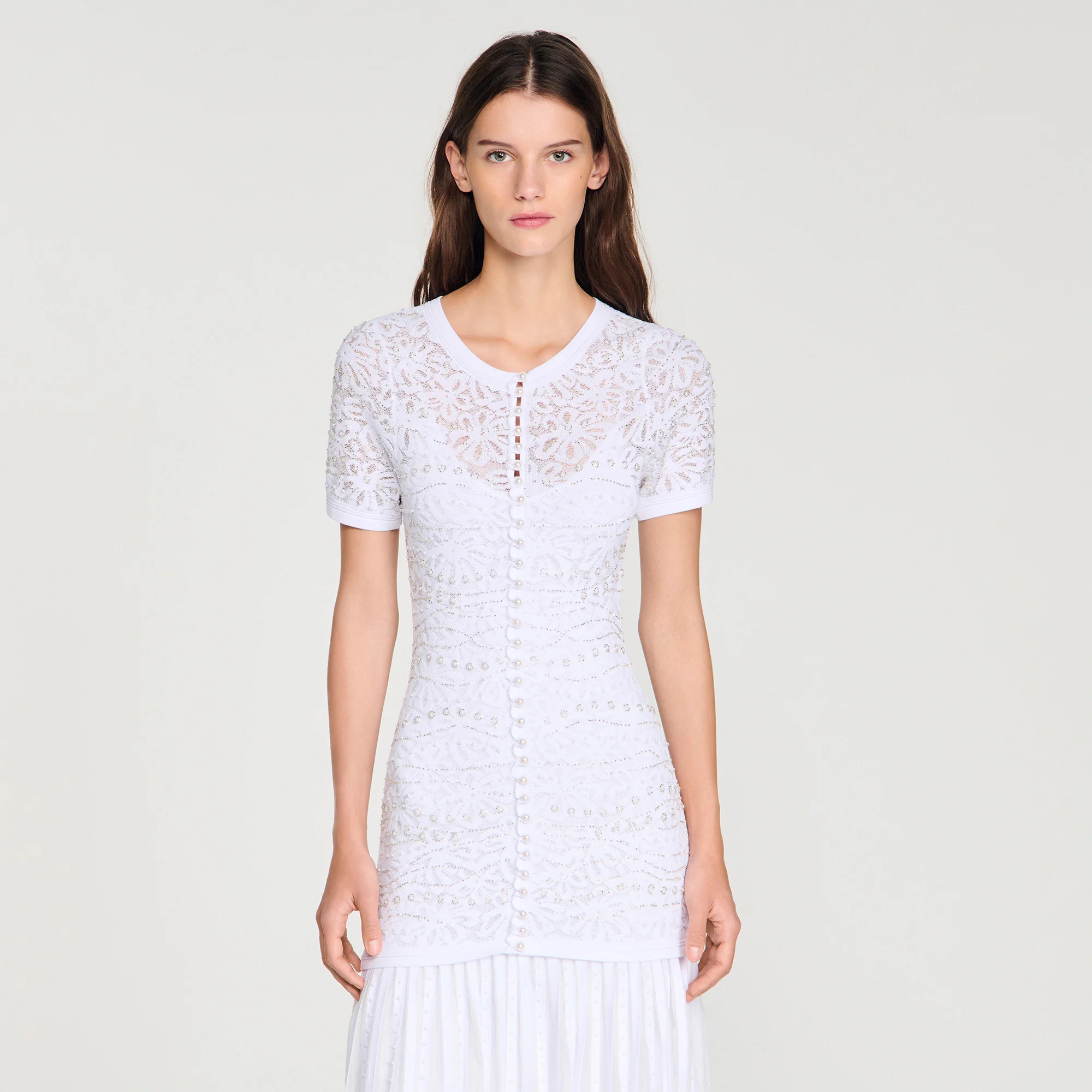 Levana Beaded Knit Maxi Dress White - Image 4