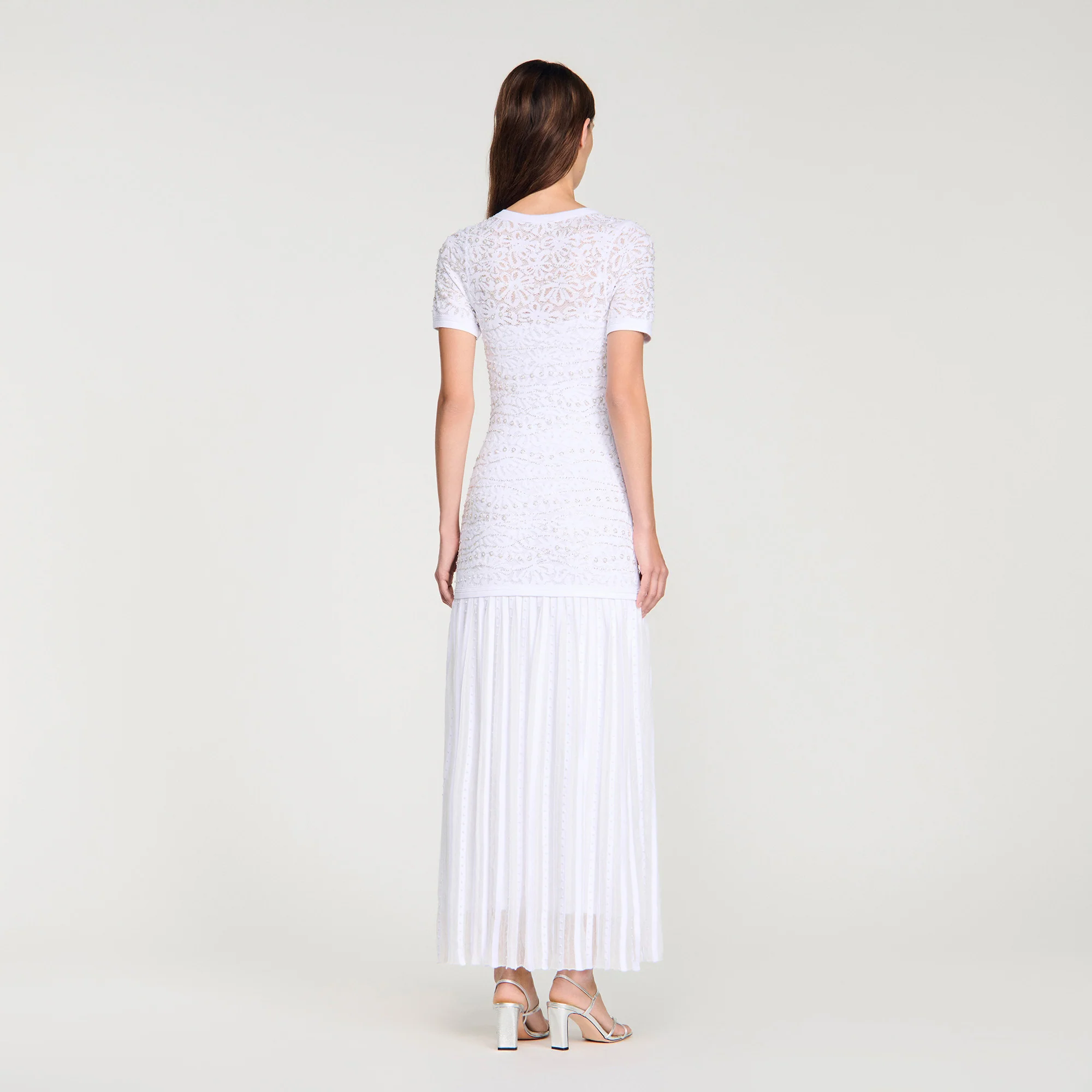 Levana Beaded Knit Maxi Dress White - Image 5