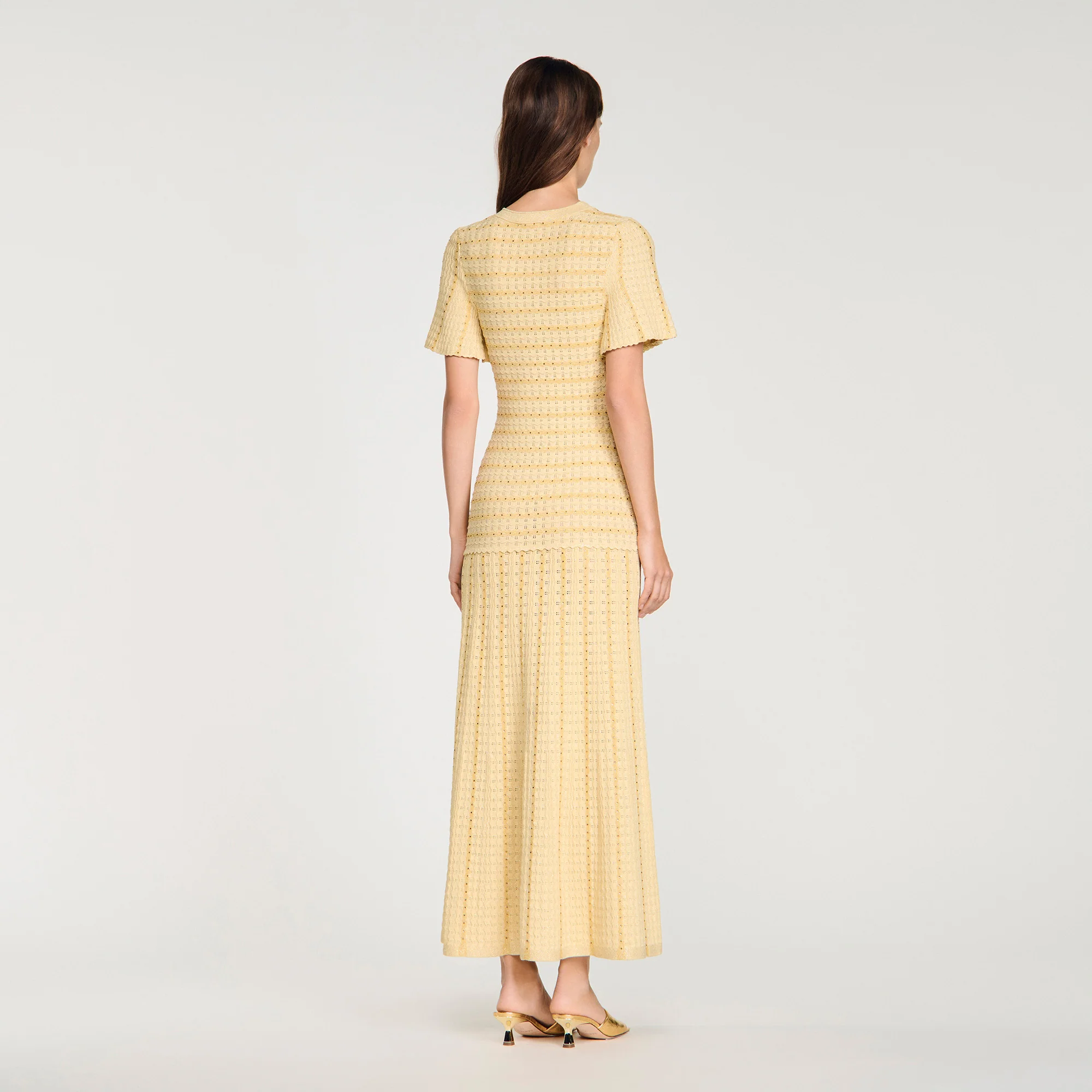 Diane Rhinestone Knit Maxi Dress Gold - Image 5