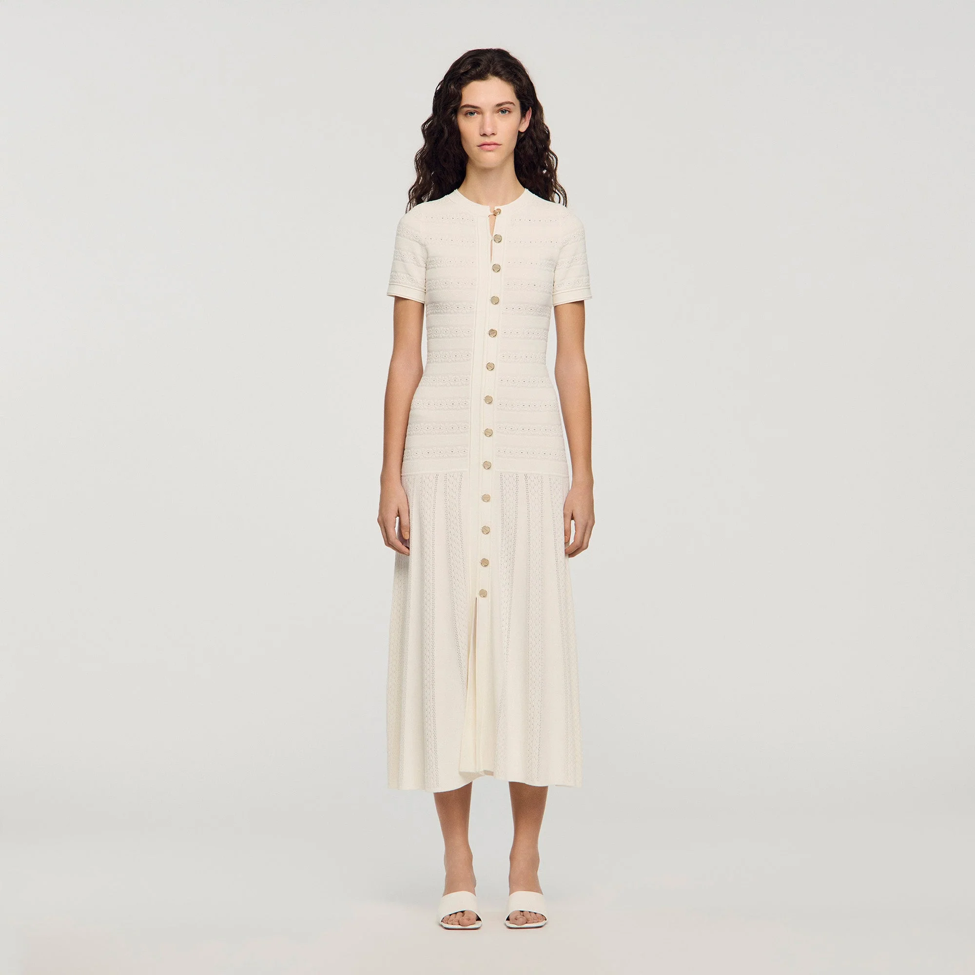 Milona Knit Maxi Dress Ecru - Image 2