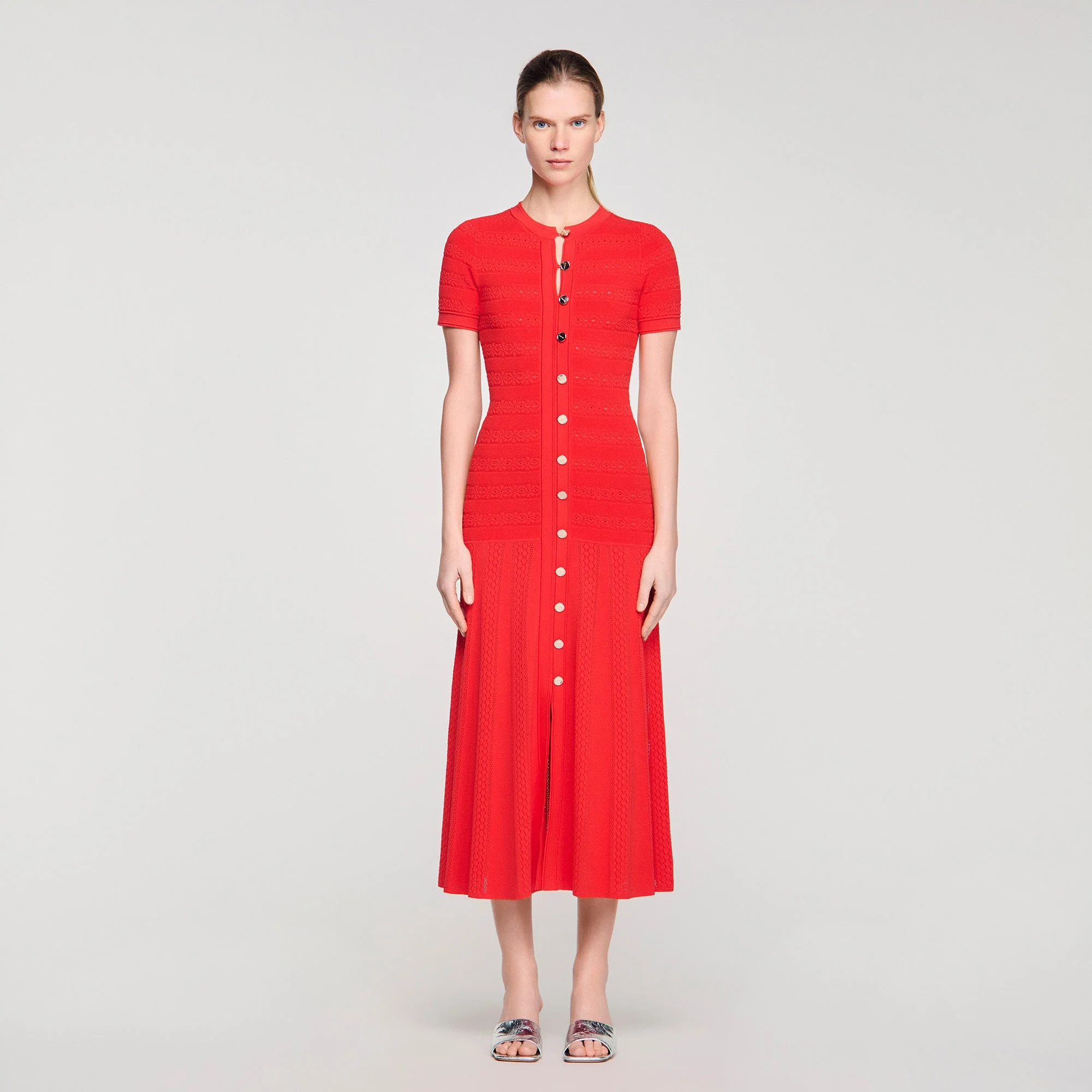 Milona Knit Maxi Dress Red - Image 2