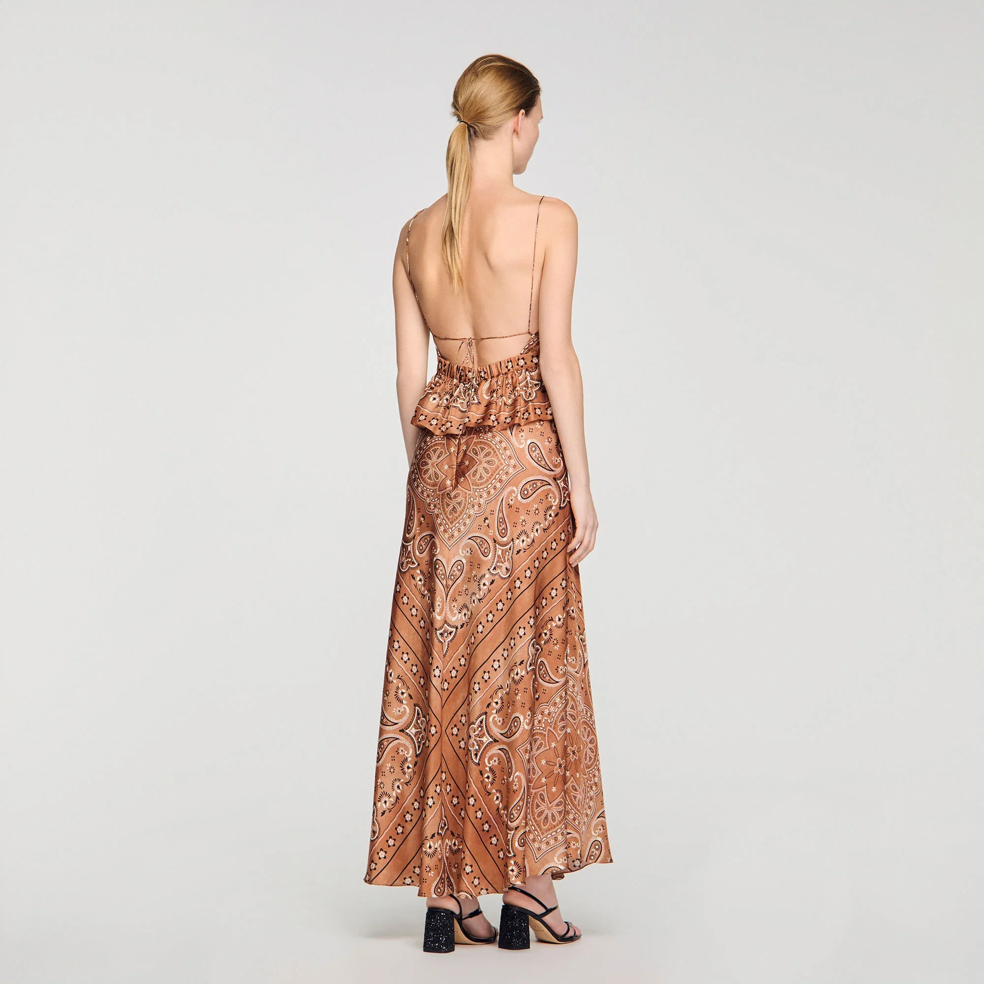 Vanellia Bandana-Print Maxi Dress Brown / Black - Image 5