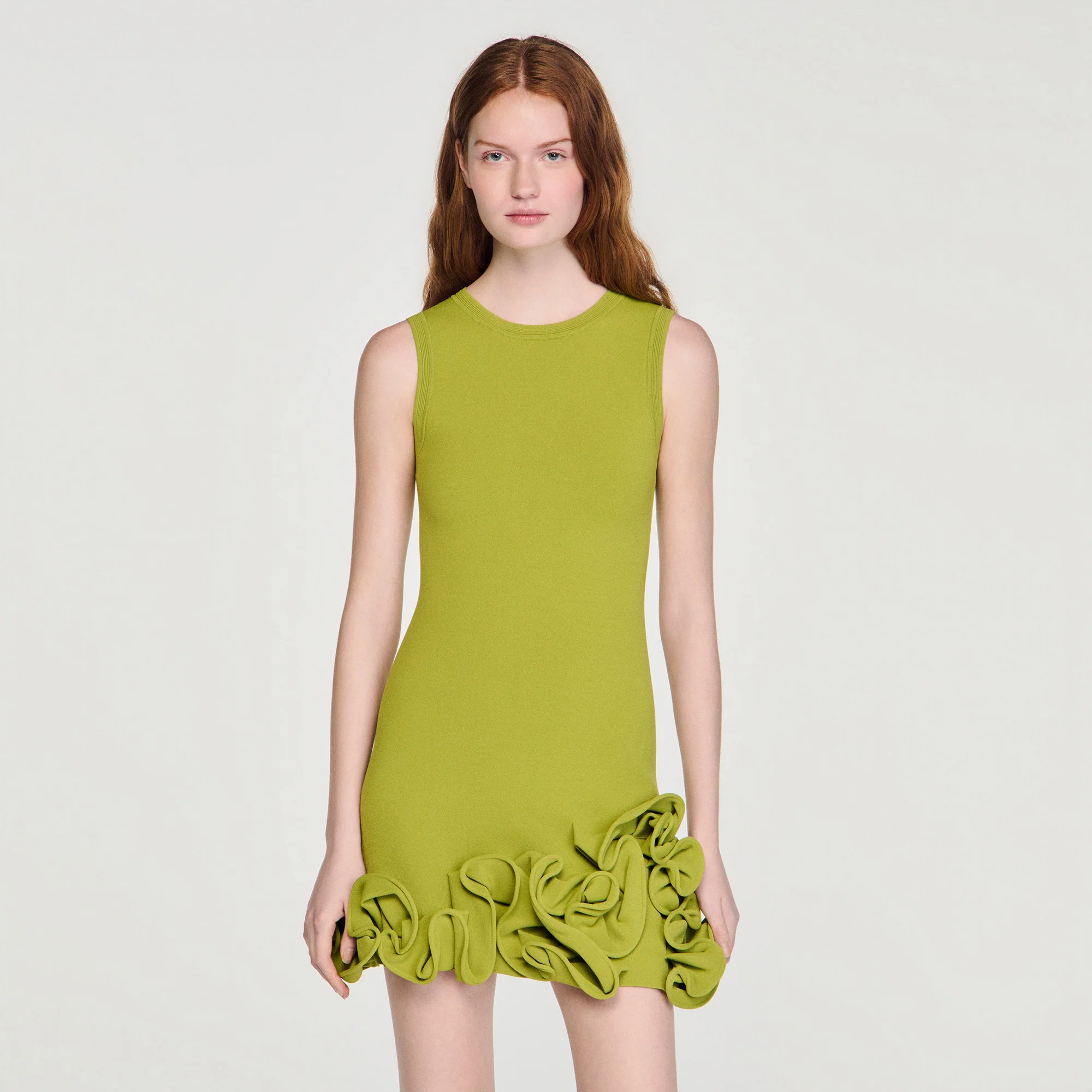 Chloe Short Floral Knit Dress Green - Image 4