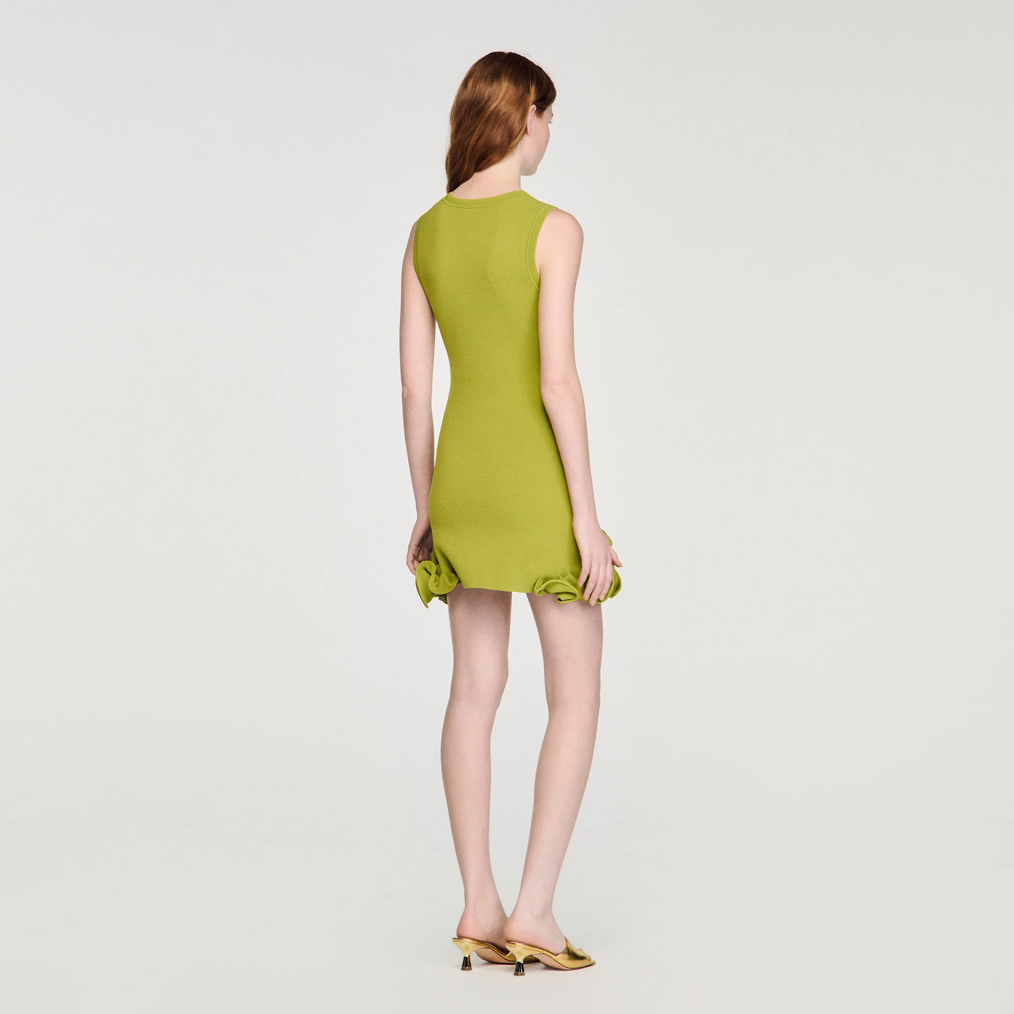 Chloe Short Floral Knit Dress Green - Image 5