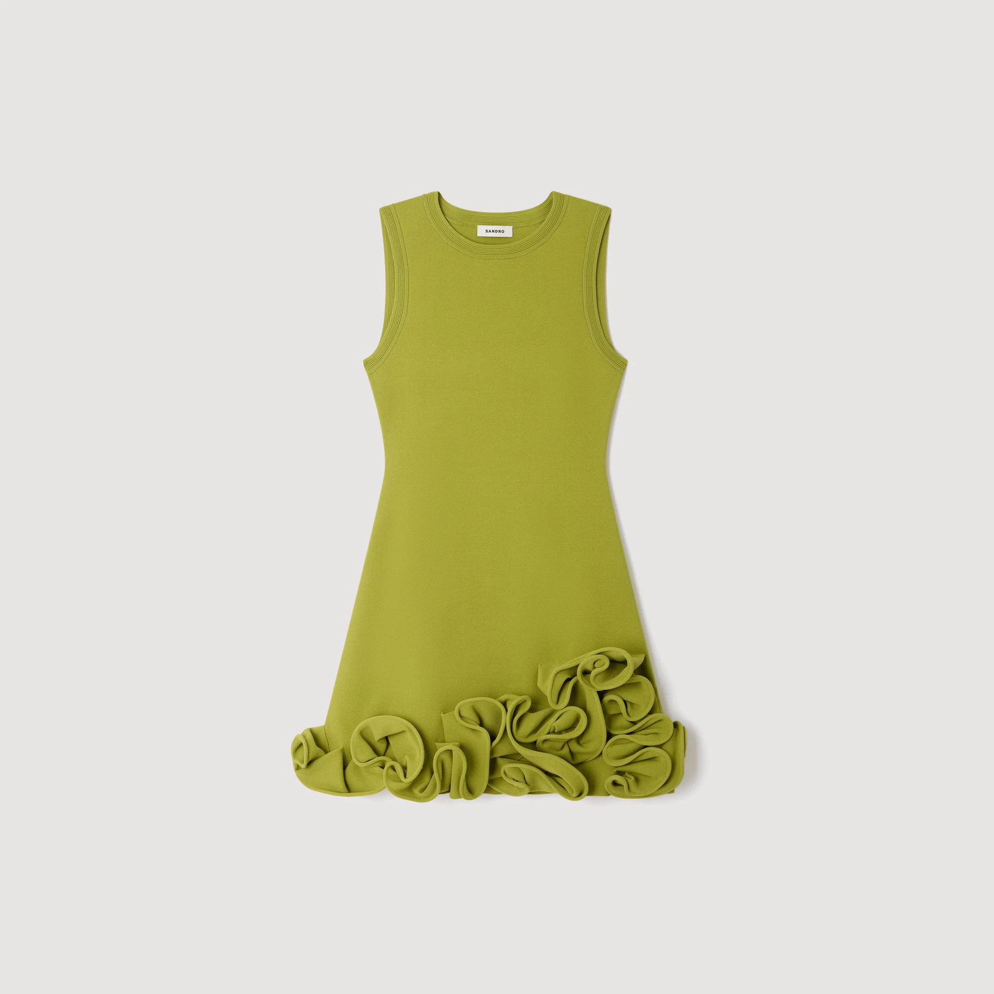 Chloe Short Floral Knit Dress Green - Image 6